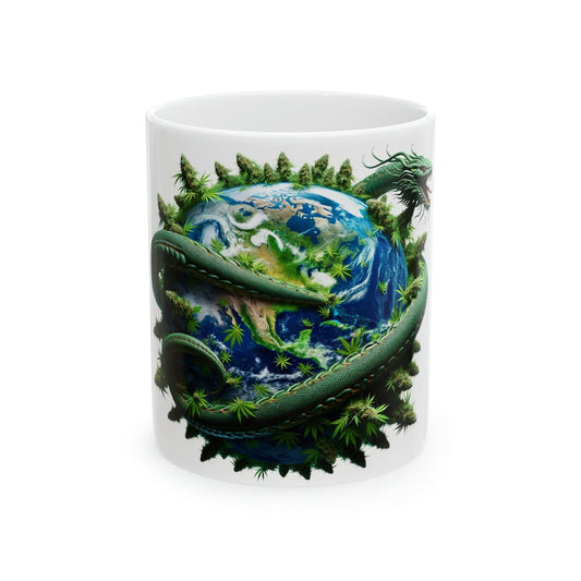 JORMUNGANDR - WEED Themed Coffee Mugs - Perfect Gift for Smokers, Stoners, Growers; Animal Lovers - Marijuana Mug for Wake and Bake