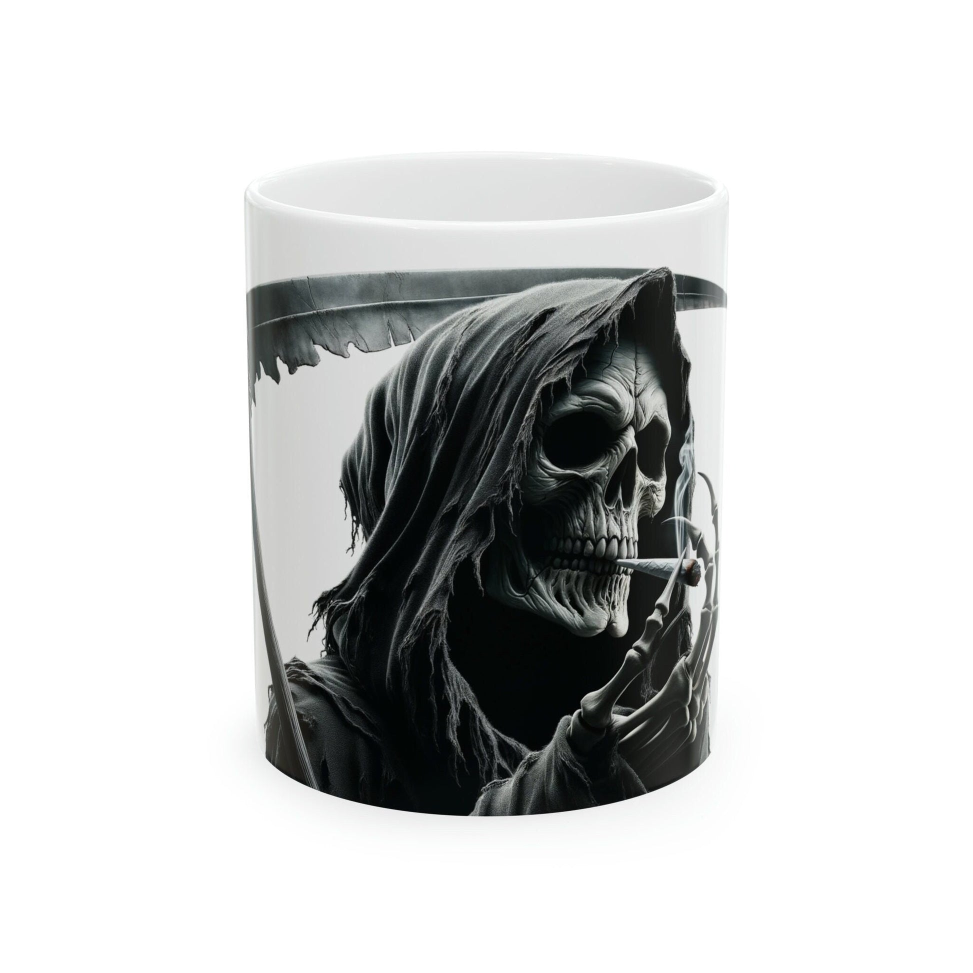 GRIM REAPER - WEED Themed Coffee Mugs - Perfect Gift for Smokers, Stoners, Growers; Animal Lovers - Marijuana Mug for Wake and Bake