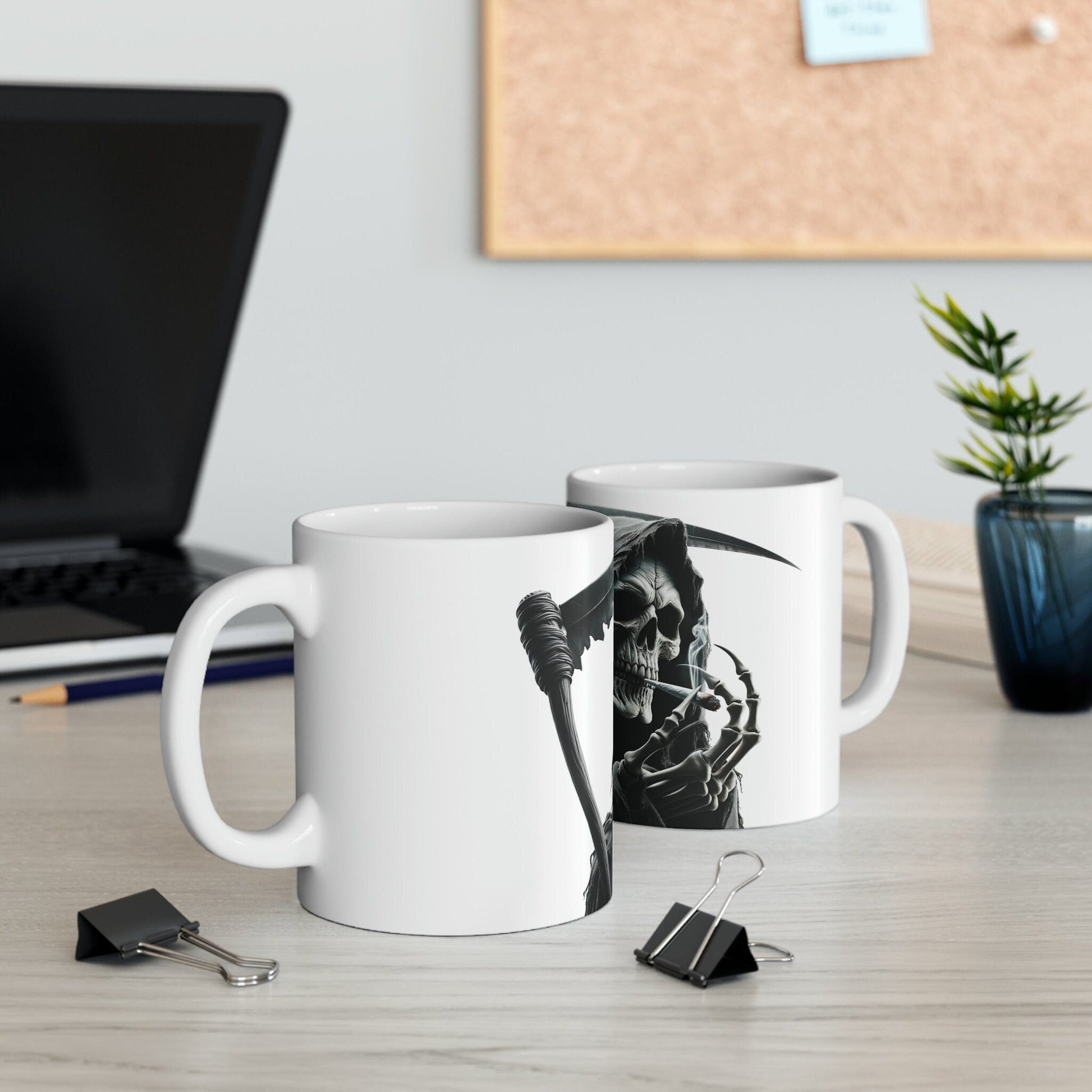 GRIM REAPER - WEED Themed Coffee Mugs - Perfect Gift for Smokers, Stoners, Growers; Animal Lovers - Marijuana Mug for Wake and Bake