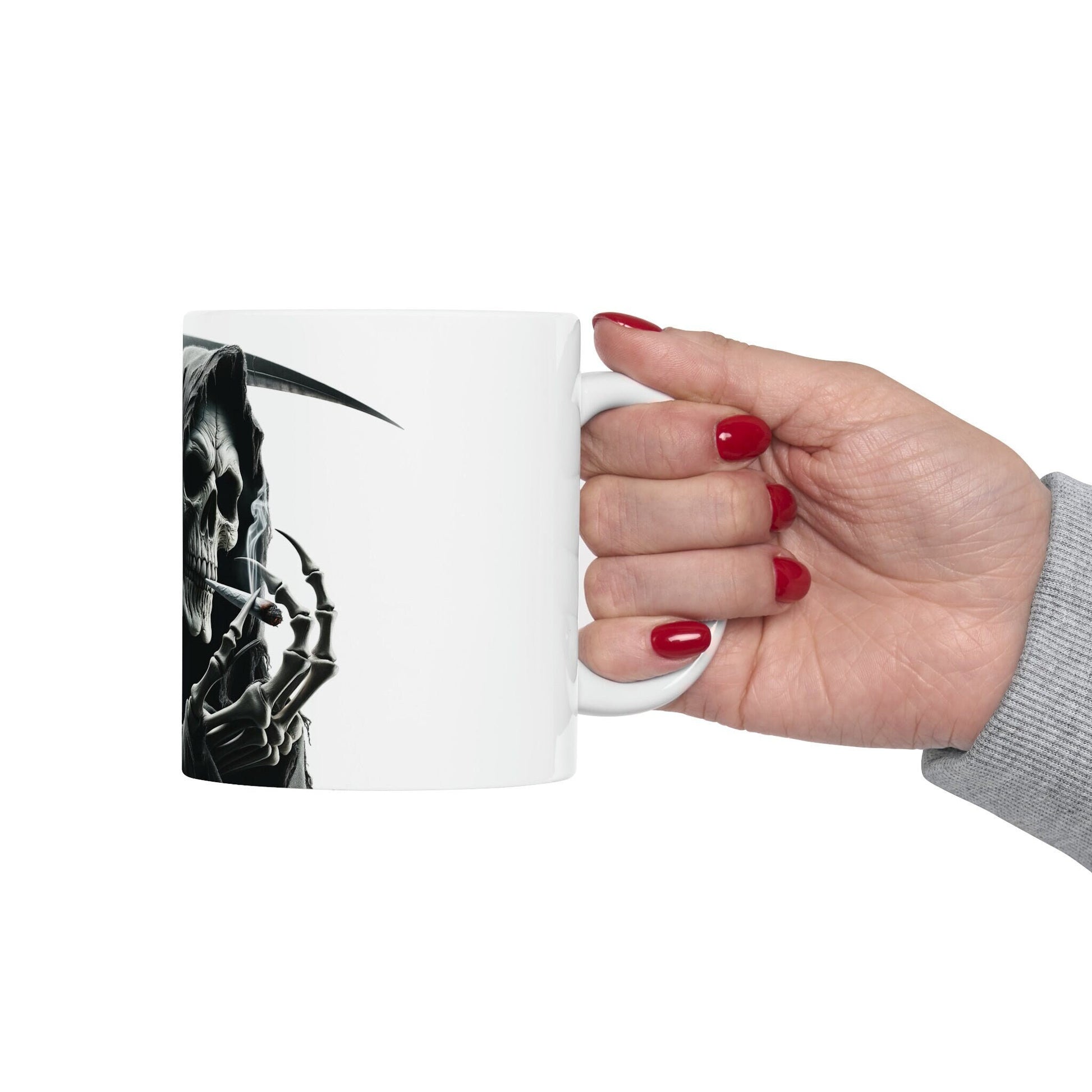 GRIM REAPER - WEED Themed Coffee Mugs - Perfect Gift for Smokers, Stoners, Growers; Animal Lovers - Marijuana Mug for Wake and Bake