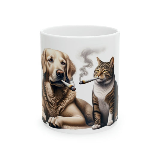 Stoner DOG & CAT - WEED Themed Coffee Mugs - Perfect Gift for Smokers, Stoners, Marijuana Lovers, Growers; Smoker Enthusiast - Wake and Bake
