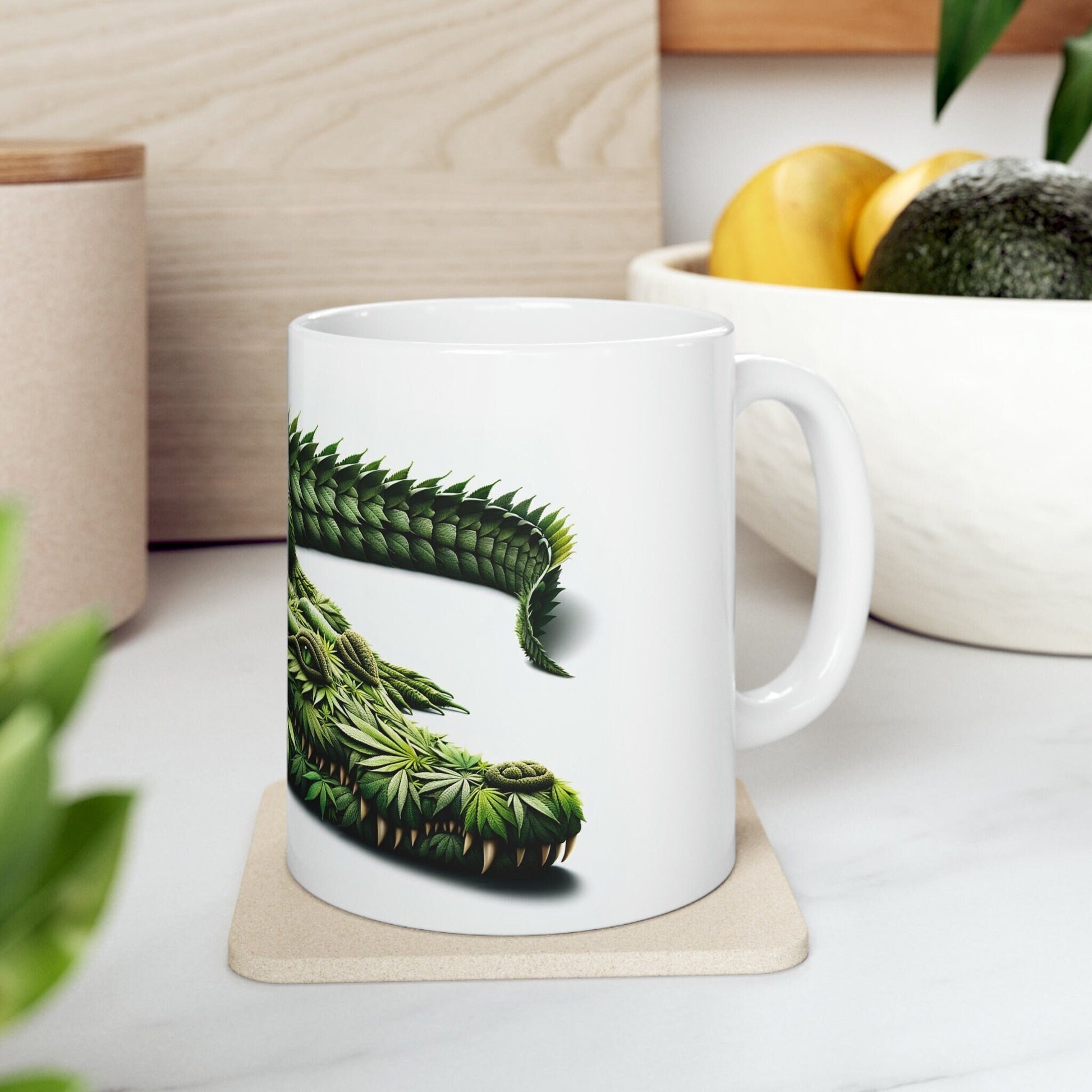 WEED CROCODILE - Marijuana Themed Coffee Mugs - Perfect Gift for Smokers, Stoners, Marijuana Lovers, Growers; Weed Mug for Wake and Bake