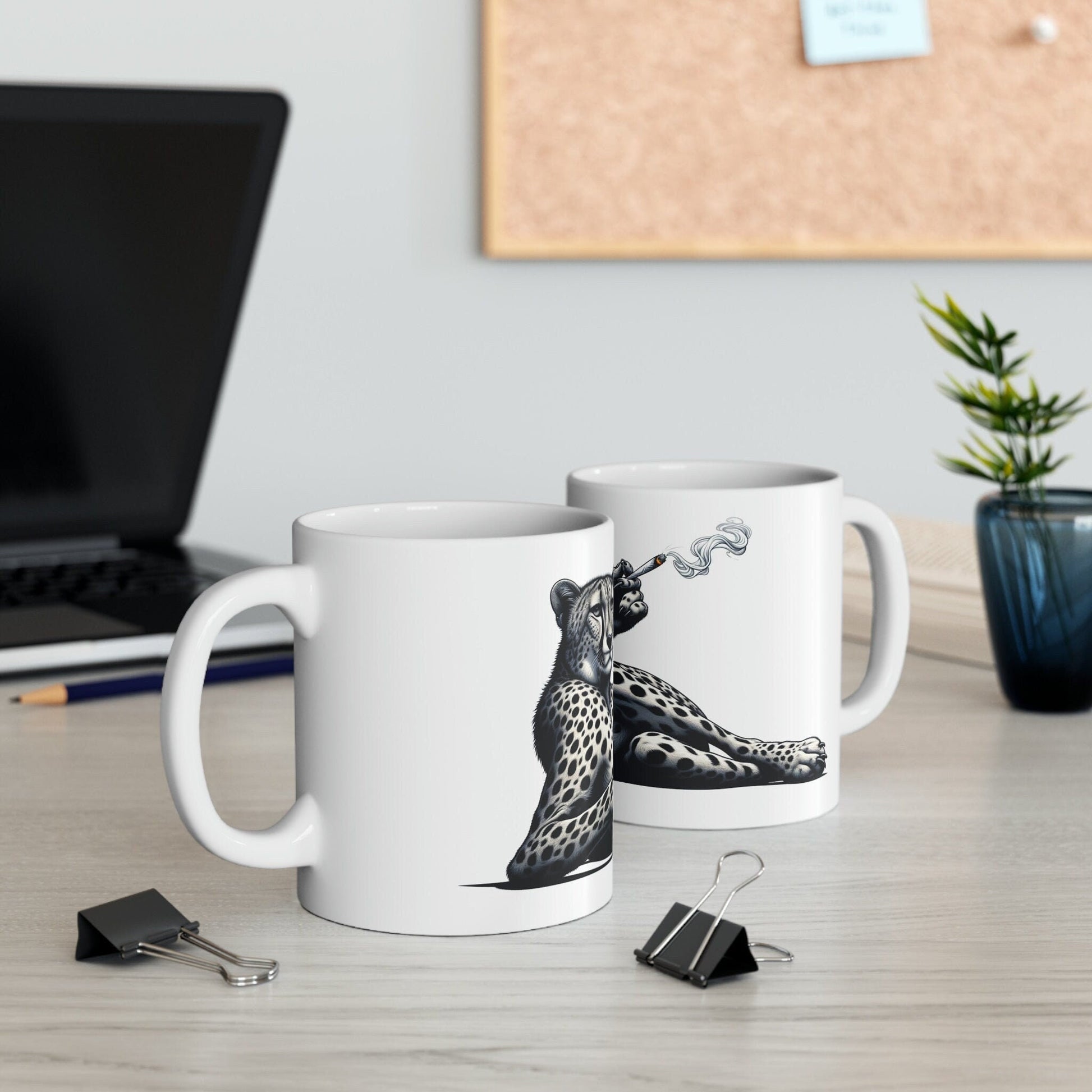 CHEETAH - WEED Themed Coffee Mugs - Perfect Gift for Smokers, Stoners, Marijuana Lovers, Growers; Smoker Enthusiasts - Wake and Bake
