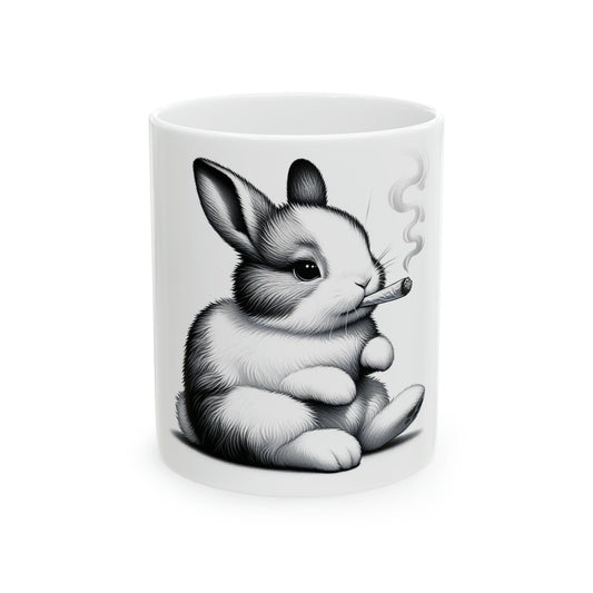 Smoking BUNNY - WEED Themed Coffee Mugs - Perfect Gift for Smokers, Stoners, Marijuana Lovers, Growers; Smoker - Wake and Bake
