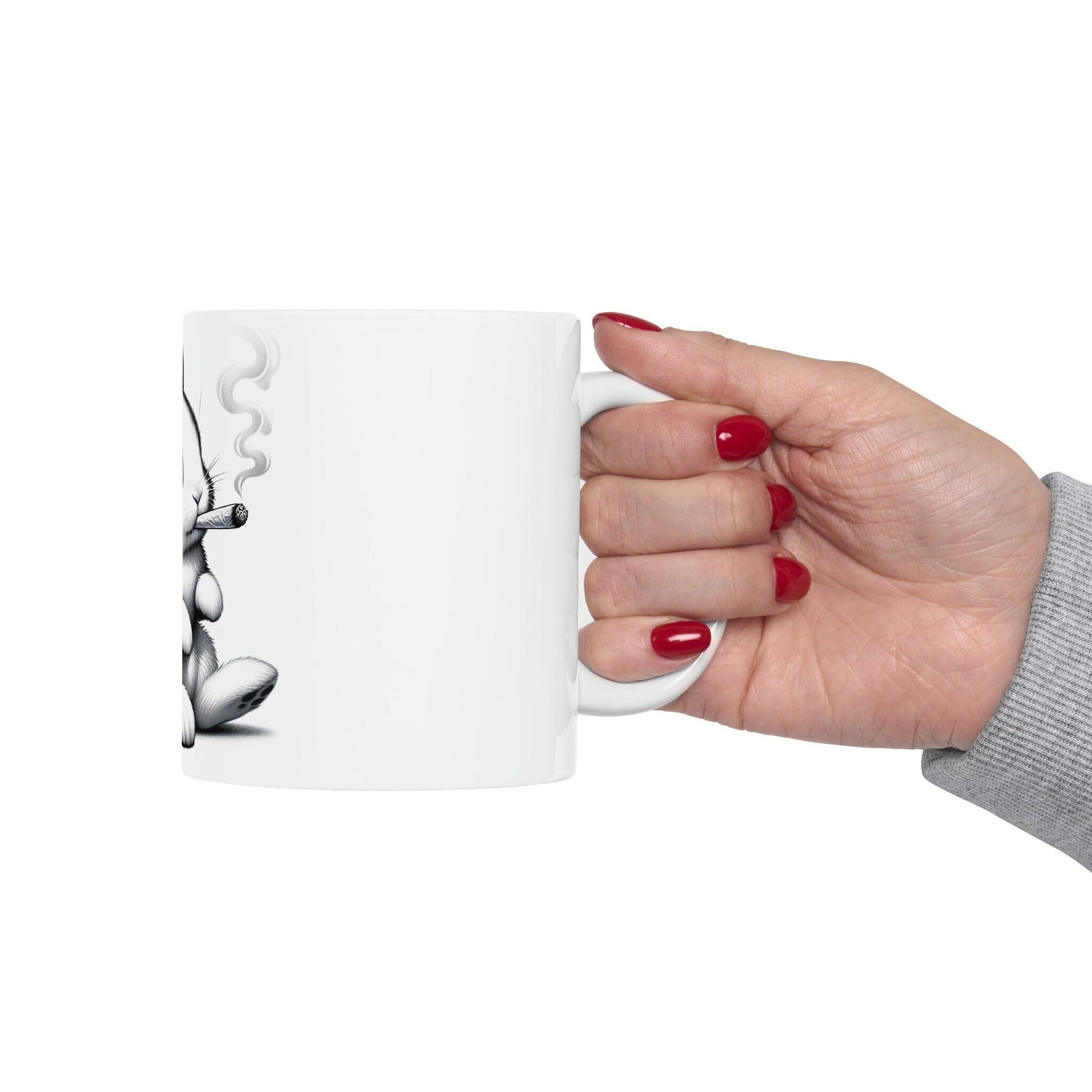 Smoking BUNNY - WEED Themed Coffee Mugs - Perfect Gift for Smokers, Stoners, Marijuana Lovers, Growers; Smoker - Wake and Bake