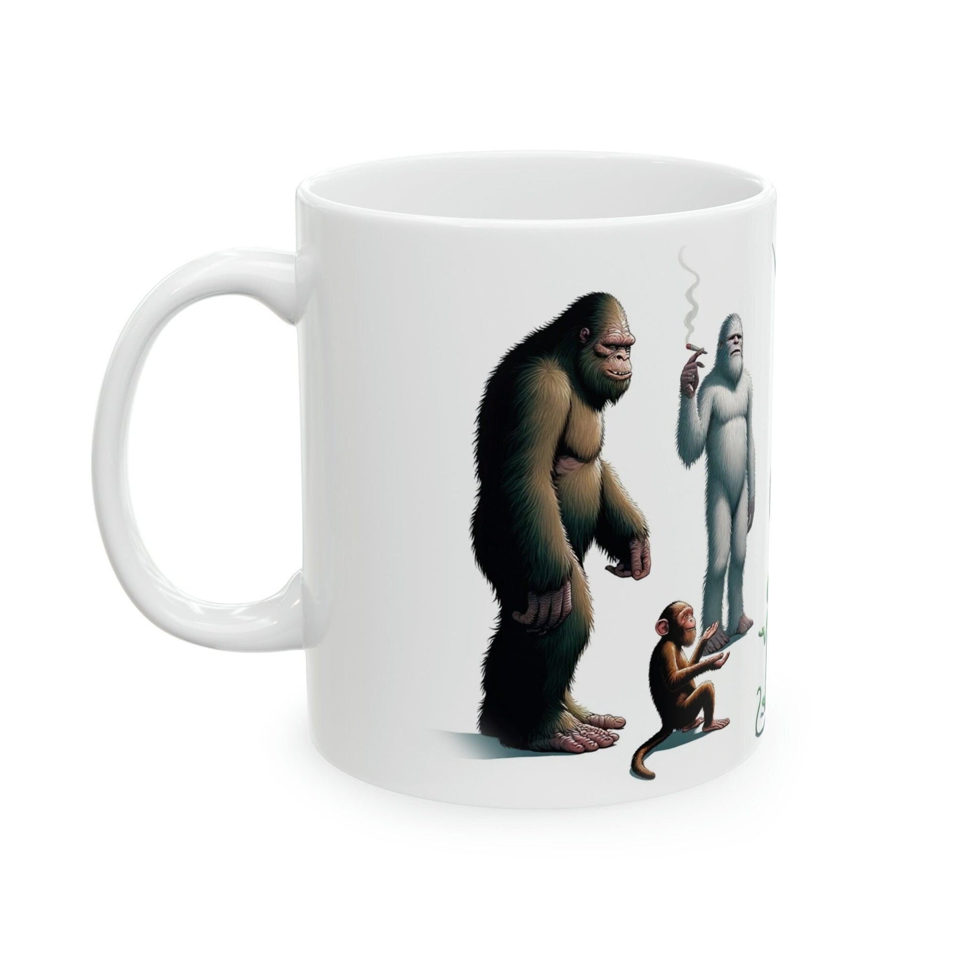 BIGFOOT & ALIEN Circle - WEED Themed Coffee Mugs - Perfect Gift for Smokers, Stoners, Marijuana Lover, Growers; Smokers - Wake and Bake