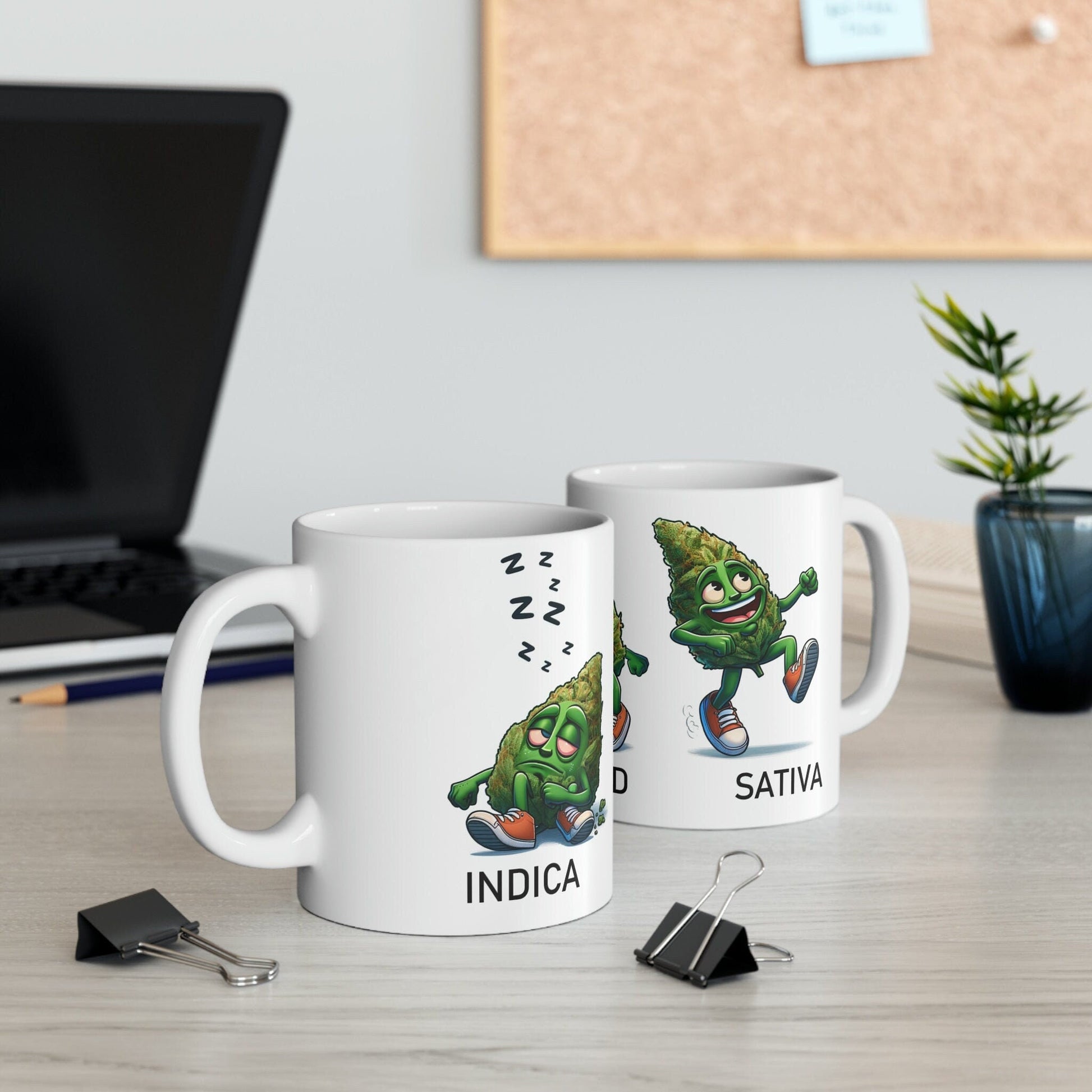INDICA, HYBRID, SATIVA - Weed Themed Coffee Mugs - Perfect Gift for Smokers, Stoners, Marijuana Lovers, Growers - Wake and Bake Gifts