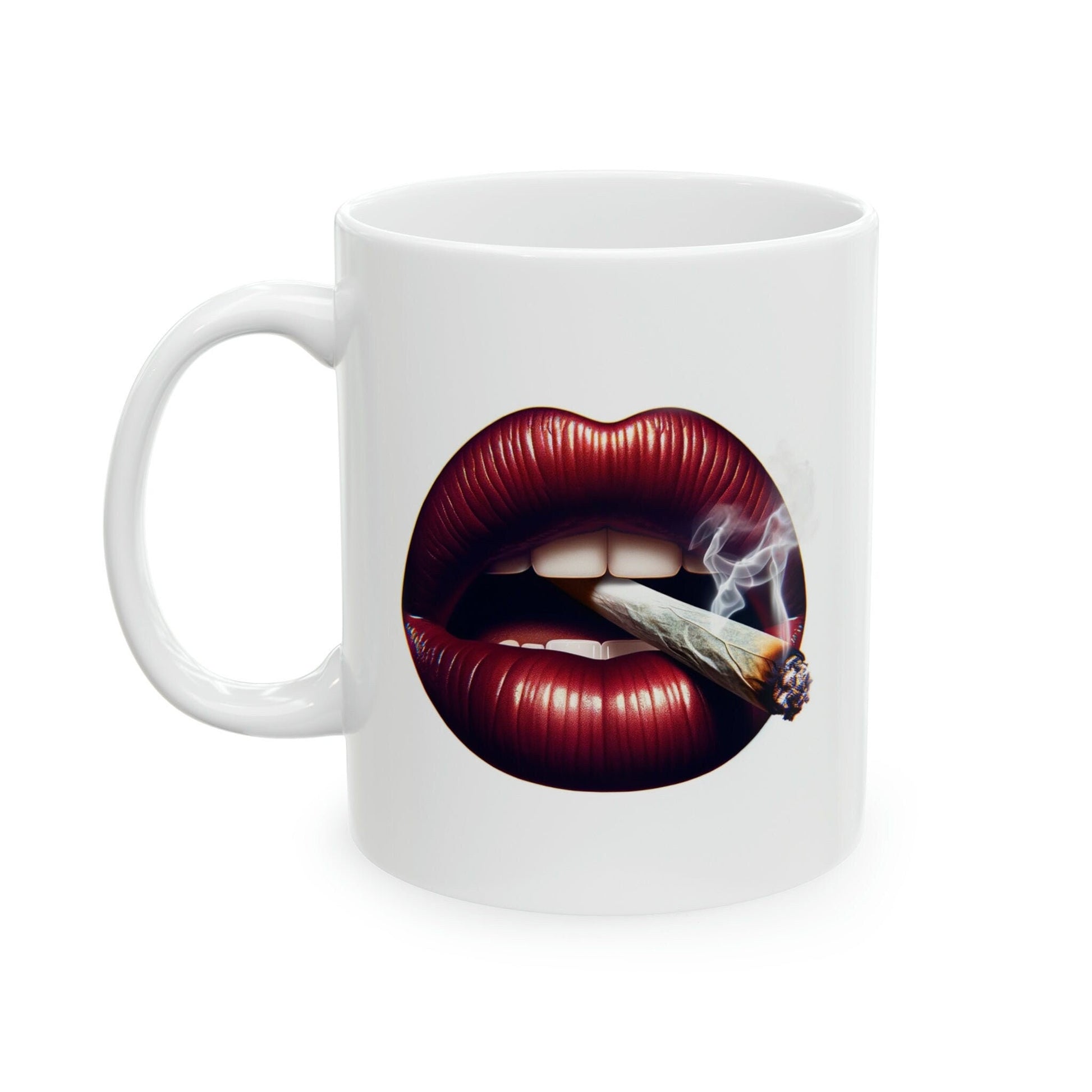 LIPS Joint Mug - WEED Themed Coffee Mugs - Perfect Gift for Smokers, Stoners, Marijuana Lovers, Growers; Smoker Enthusiasts