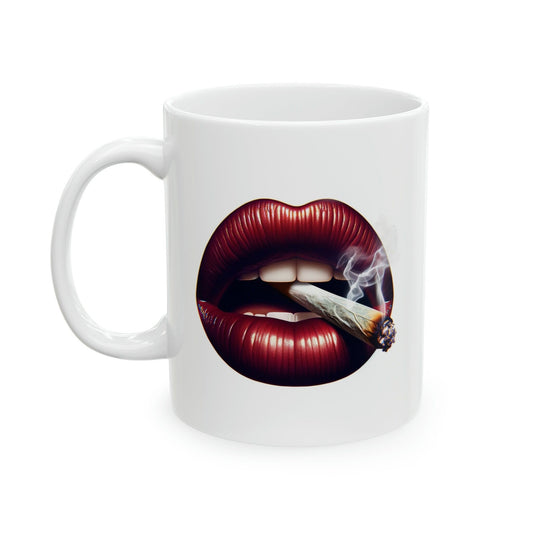 LIPS Joint Mug - WEED Themed Coffee Mugs - Perfect Gift for Smokers, Stoners, Marijuana Lovers, Growers; Smoker Enthusiasts
