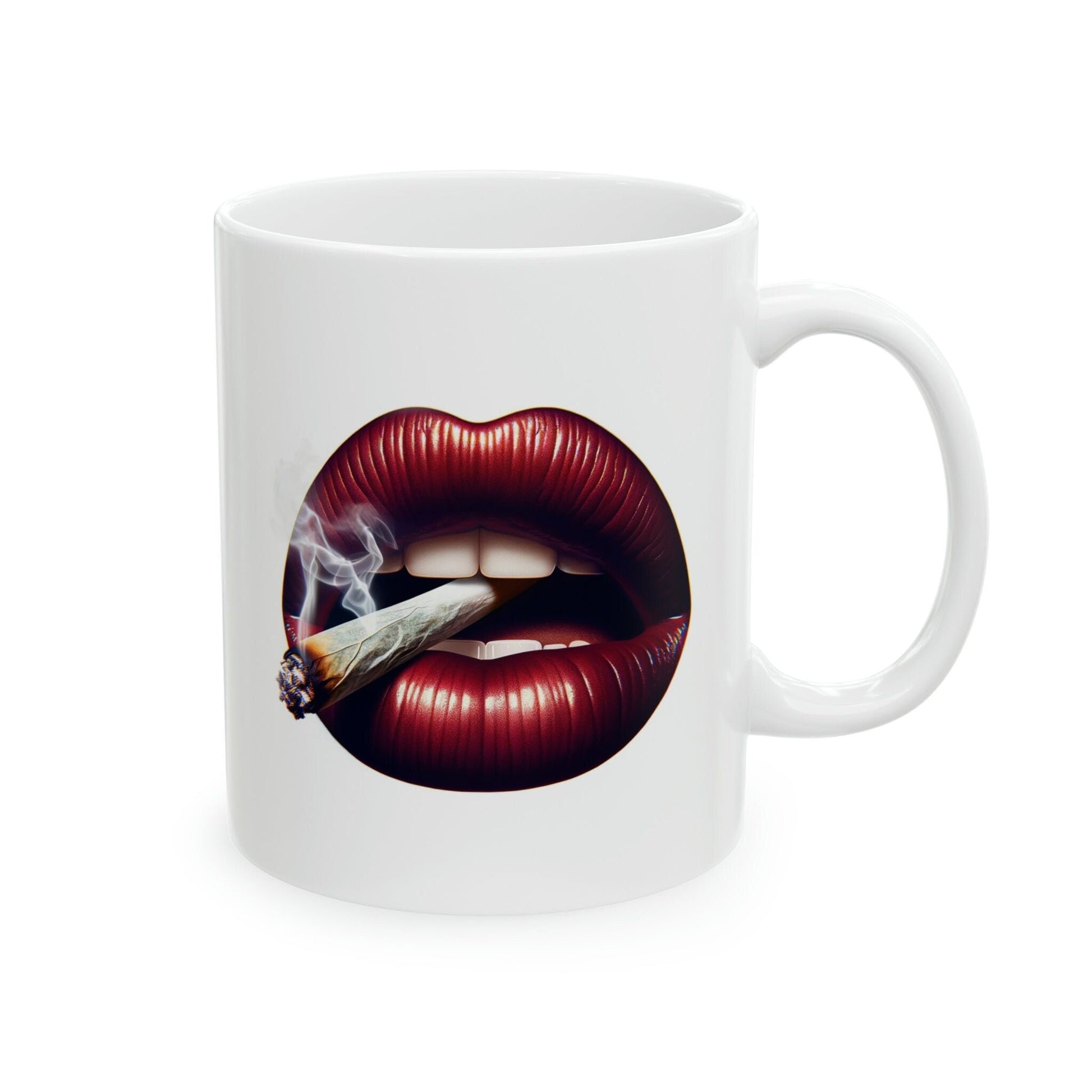 LIPS Joint Mug - WEED Themed Coffee Mugs - Perfect Gift for Smokers, Stoners, Marijuana Lovers, Growers; Smoker Enthusiasts