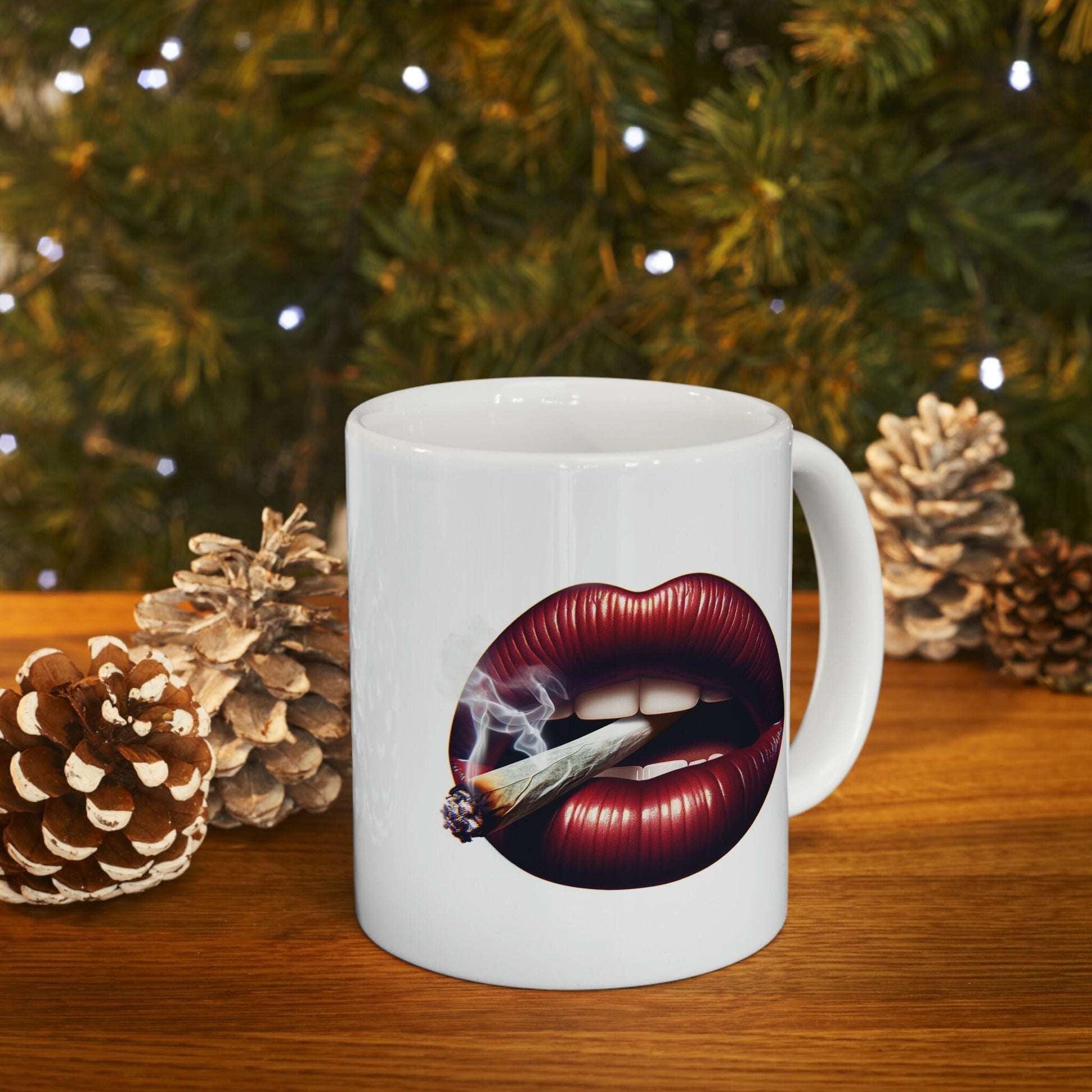 LIPS Joint Mug - WEED Themed Coffee Mugs - Perfect Gift for Smokers, Stoners, Marijuana Lovers, Growers; Smoker Enthusiasts