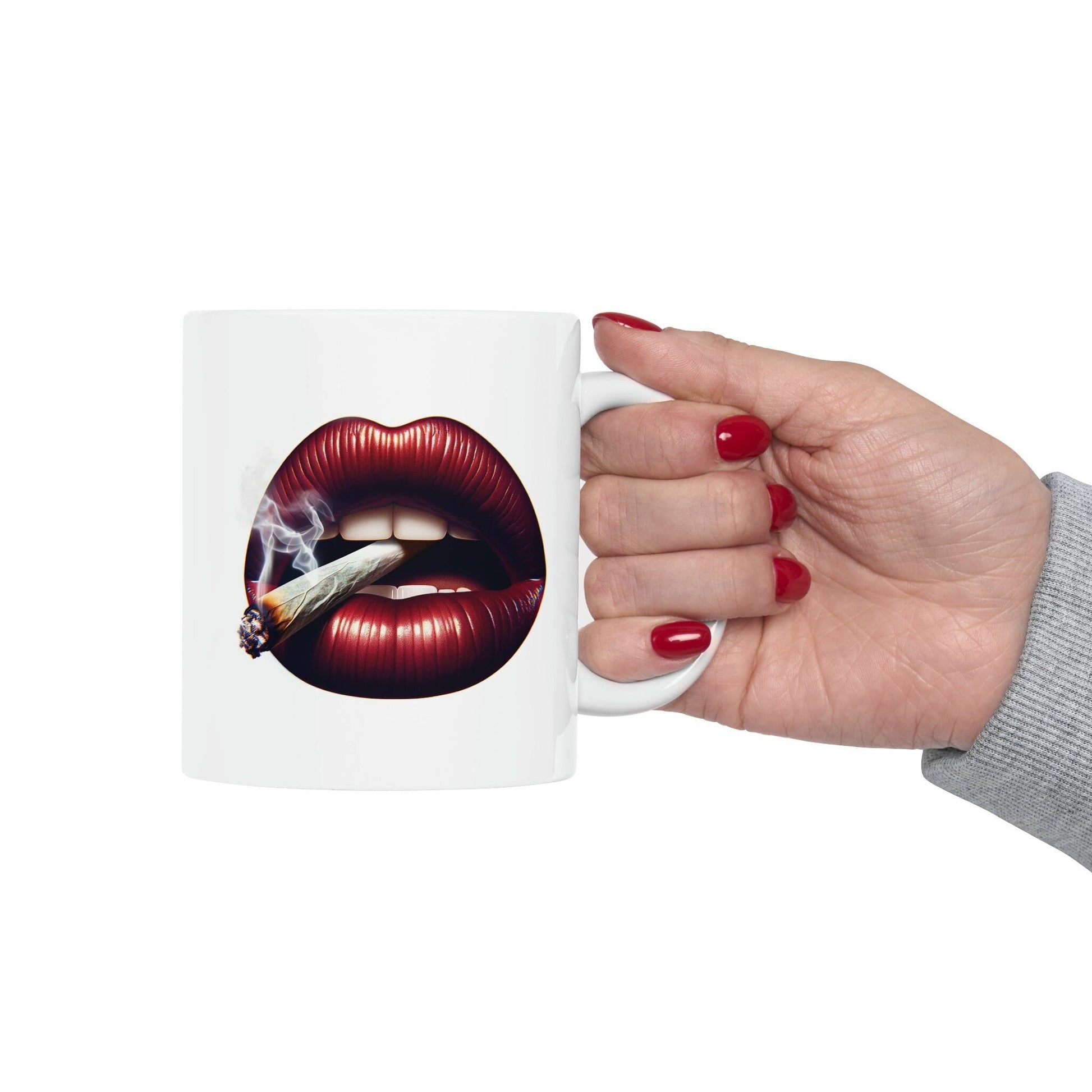 LIPS Joint Mug - WEED Themed Coffee Mugs - Perfect Gift for Smokers, Stoners, Marijuana Lovers, Growers; Smoker Enthusiasts