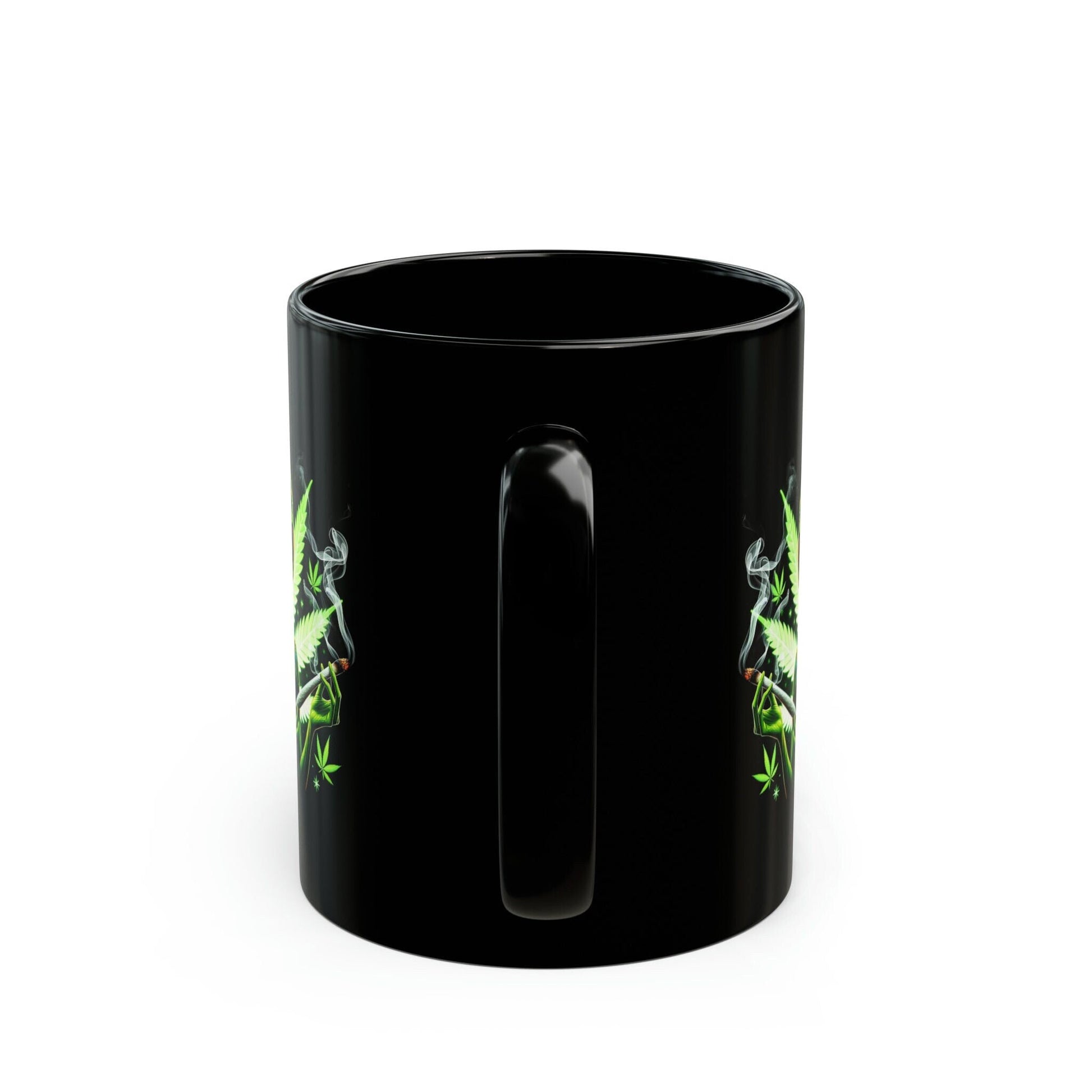 WEED ALIEN Mug - BLACK Themed Coffee Mugs - Perfect Gift for Smokers, Stoners, Marijuana Lovers, Growers; Weed or Space Enthusiasts