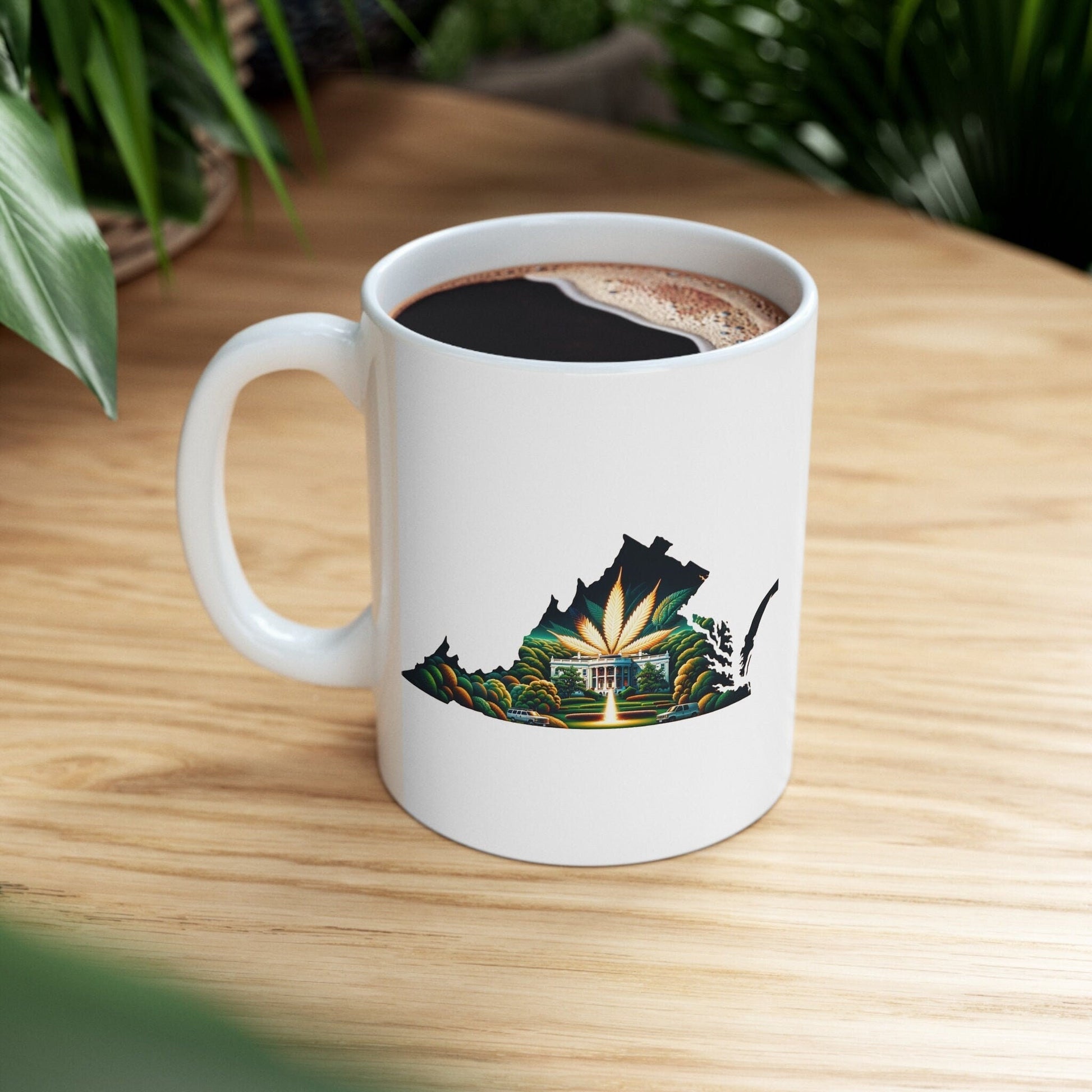 VIRGINIA Weed Mug - State Themed Coffee Mugs, Marijuana Graphic - Perfect Gift for Smokers, Weed Lovers, Stoners - Cannabis Decor