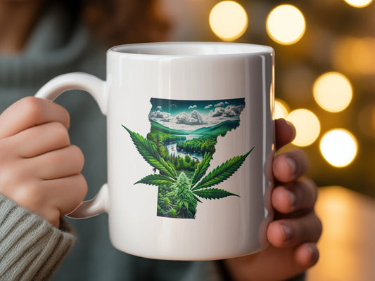 VERMONT Weed Mug - State Themed Coffee Mugs, Marijuana Graphic - Perfect Gift for Smokers, Weed Lovers, Stoners - Cannabis Decor