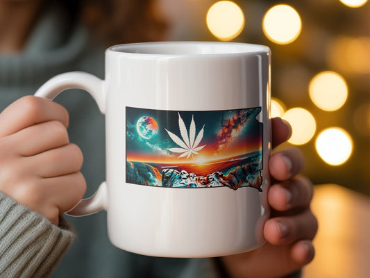 SOUTH DAKOTA Weed Mug - State Themed Coffee Mugs, Marijuana Graphic - Perfect Gift for Smokers, Weed Lovers, Stoners - Cannabis Decor