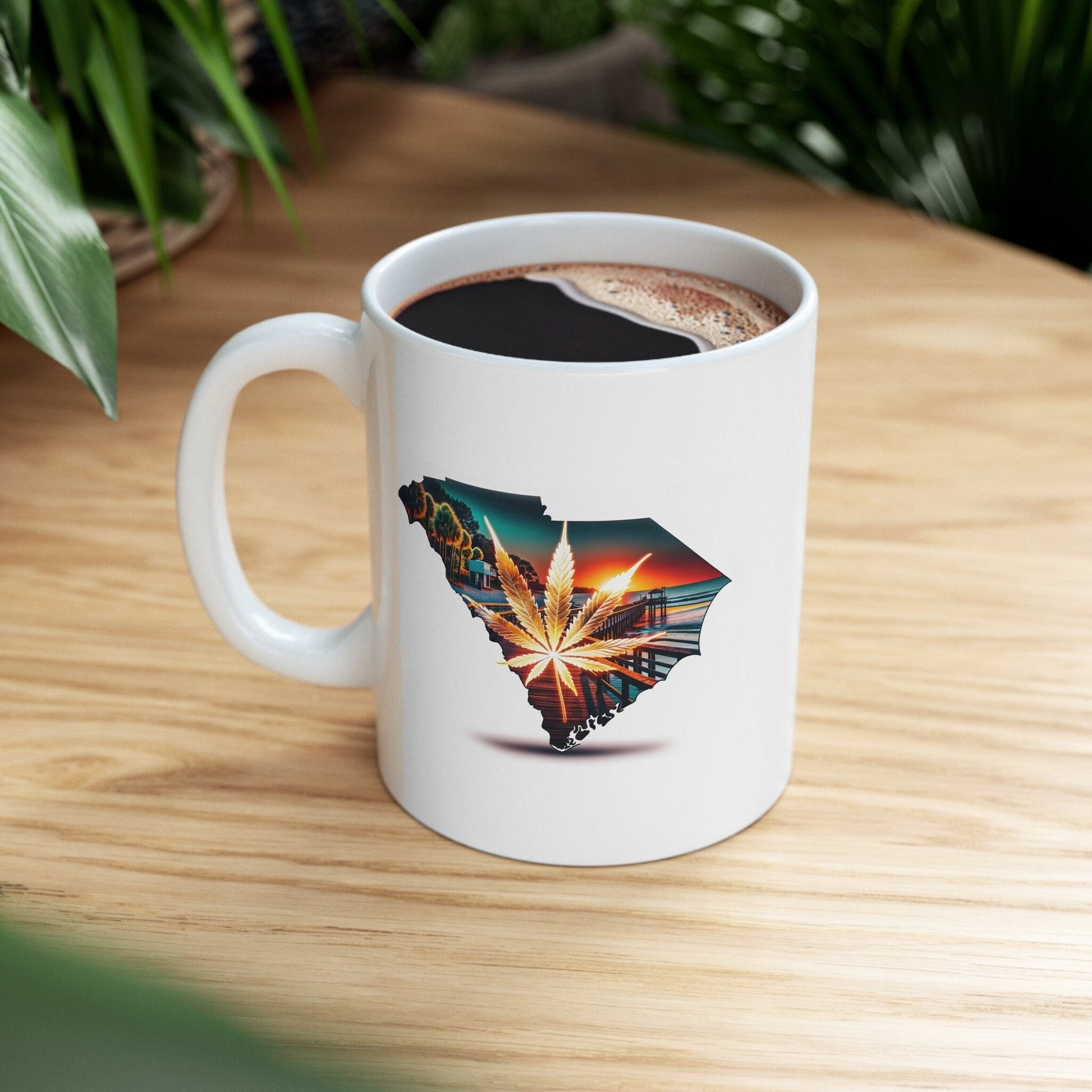 SOUTH CAROLINA Weed Mug - State Themed Coffee Mugs, Marijuana Graphic - Perfect Gift for Smokers, Weed Lovers, Stoners - Cannabis Decor