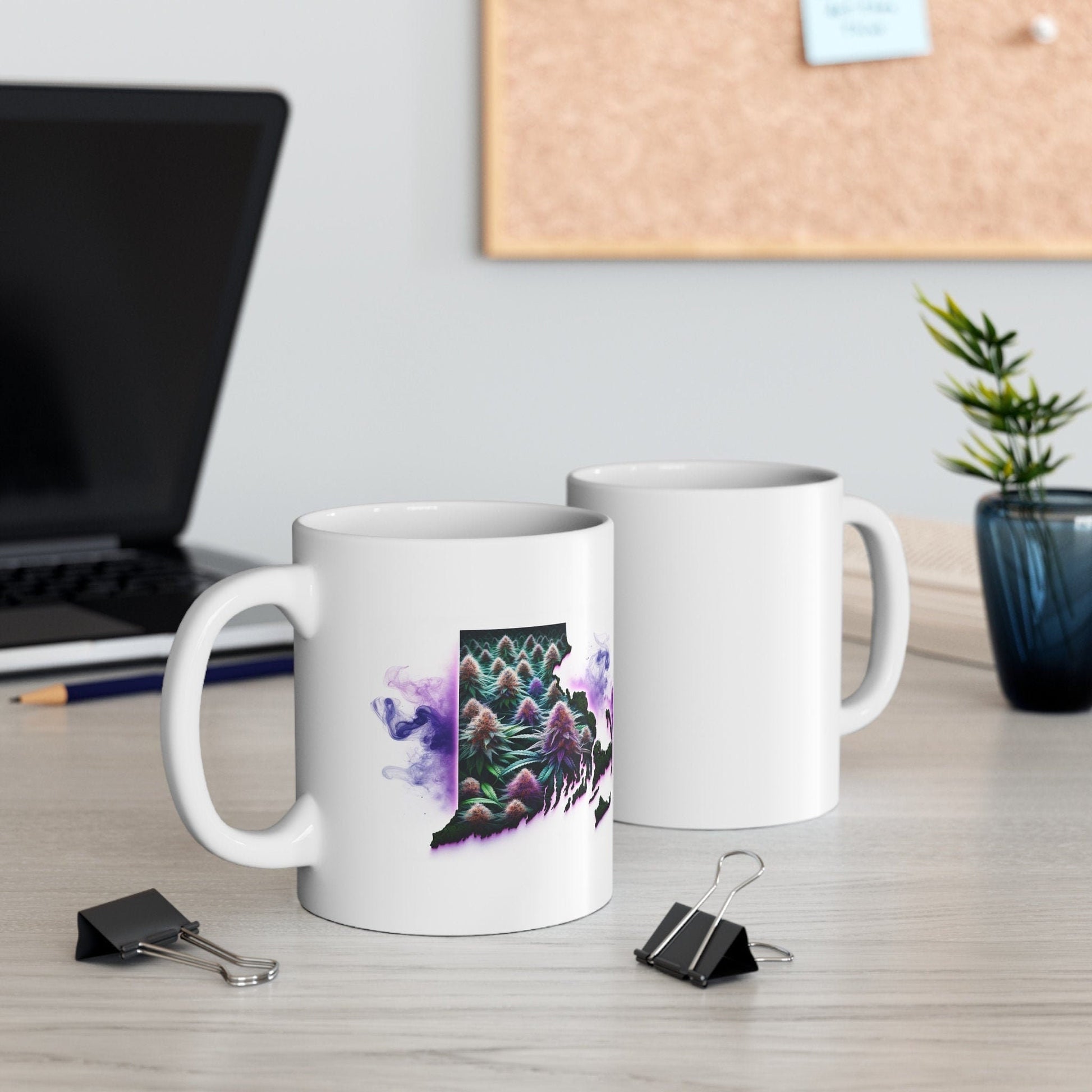 RHODE ISLAND Weed Mug - State Themed Coffee Mugs, Marijuana Graphic - Perfect Gift for Smokers, Weed Lovers, Stoners - Cannabis Decor