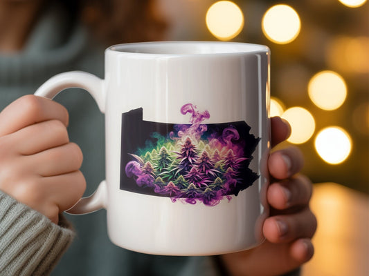 PENNSYLVANIA Weed Mug - State Themed Coffee Mugs, Marijuana Graphic - Perfect Gift for Smokers, Weed Lovers, Stoners - Cannabis Decor
