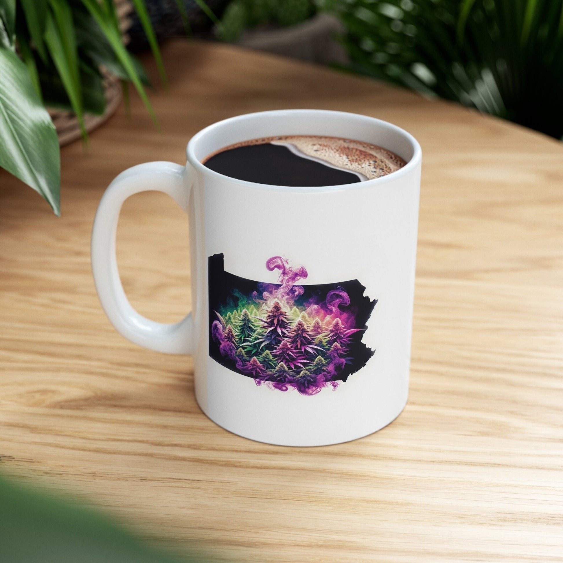 PENNSYLVANIA Weed Mug - State Themed Coffee Mugs, Marijuana Graphic - Perfect Gift for Smokers, Weed Lovers, Stoners - Cannabis Decor