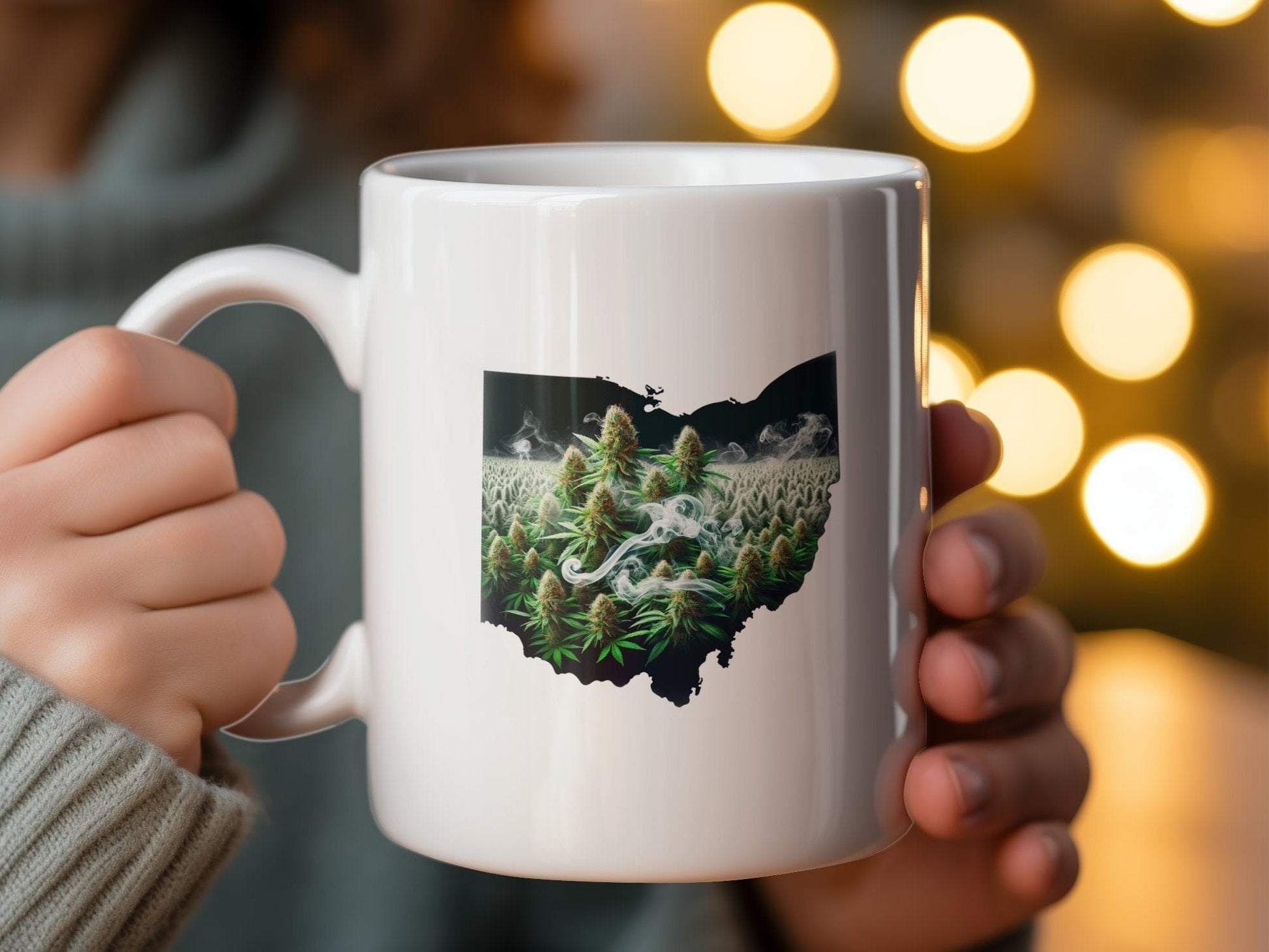 OHIO Weed Mug - State Themed Coffee Mugs, Marijuana Graphic - Perfect Gift for Smokers, Weed Lovers, Stoners - Cannabis Decor