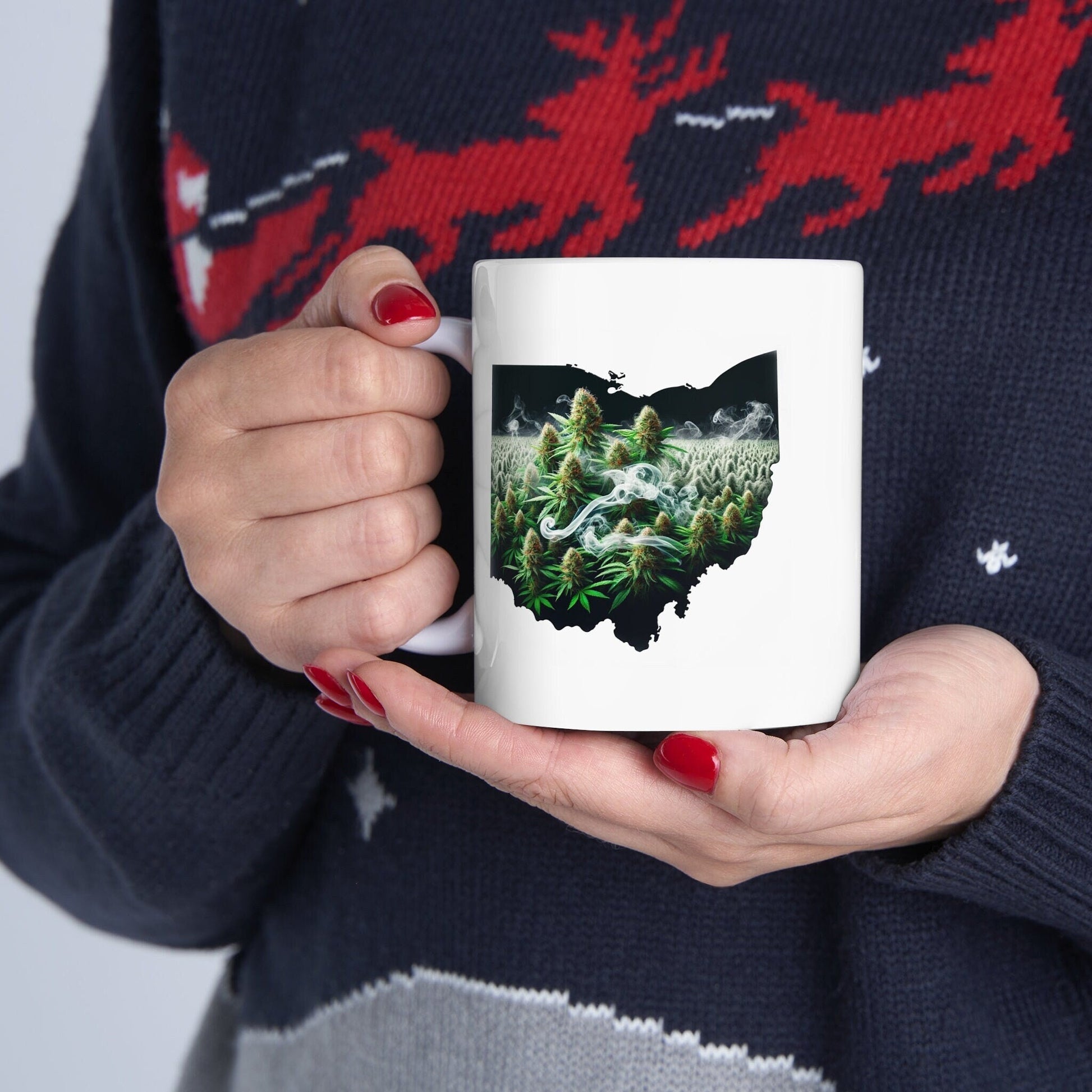 OHIO Weed Mug - State Themed Coffee Mugs, Marijuana Graphic - Perfect Gift for Smokers, Weed Lovers, Stoners - Cannabis Decor