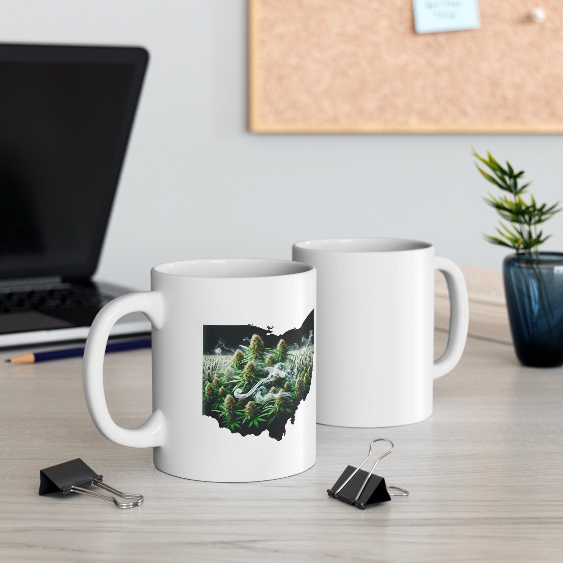 OHIO Weed Mug - State Themed Coffee Mugs, Marijuana Graphic - Perfect Gift for Smokers, Weed Lovers, Stoners - Cannabis Decor