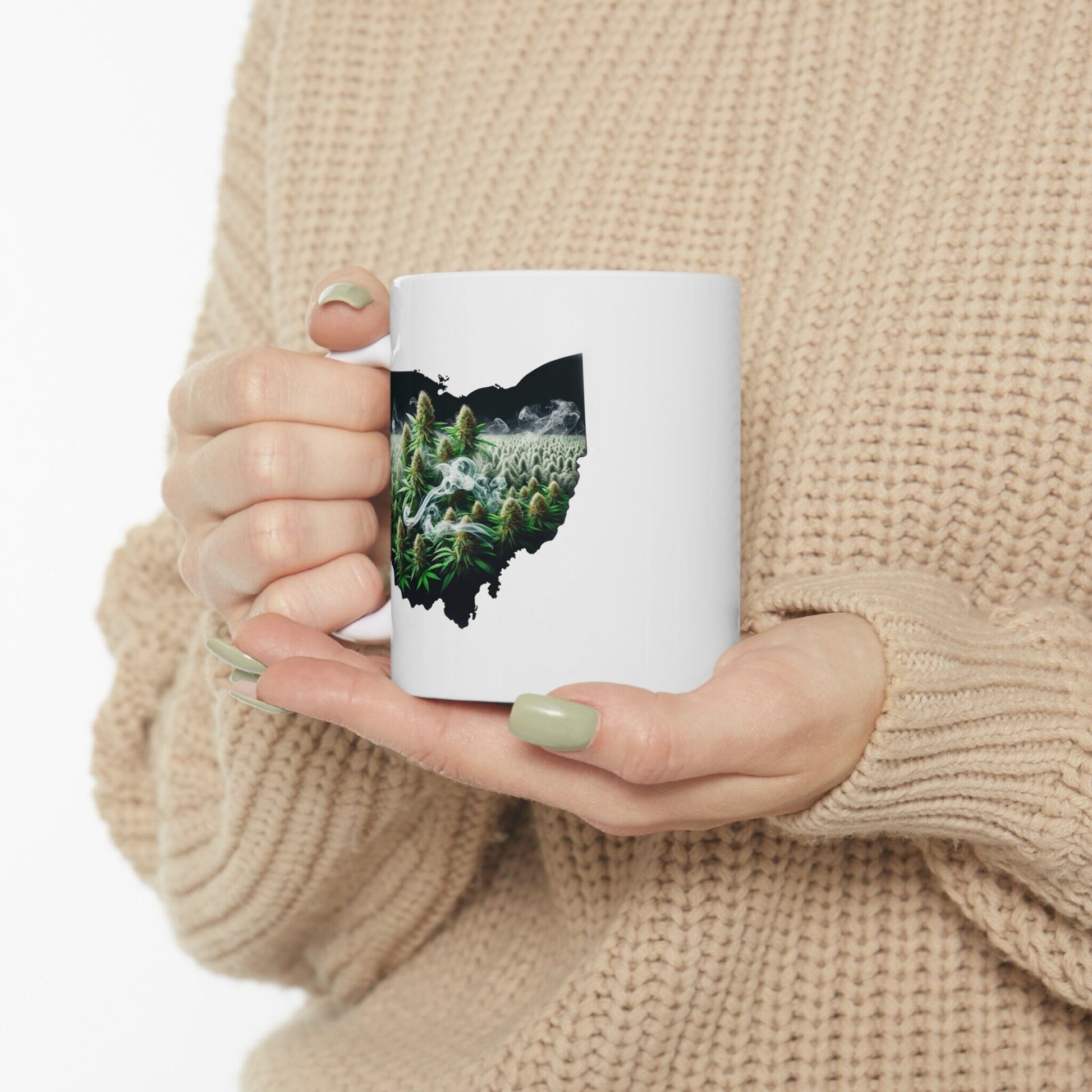 OHIO Weed Mug - State Themed Coffee Mugs, Marijuana Graphic - Perfect Gift for Smokers, Weed Lovers, Stoners - Cannabis Decor