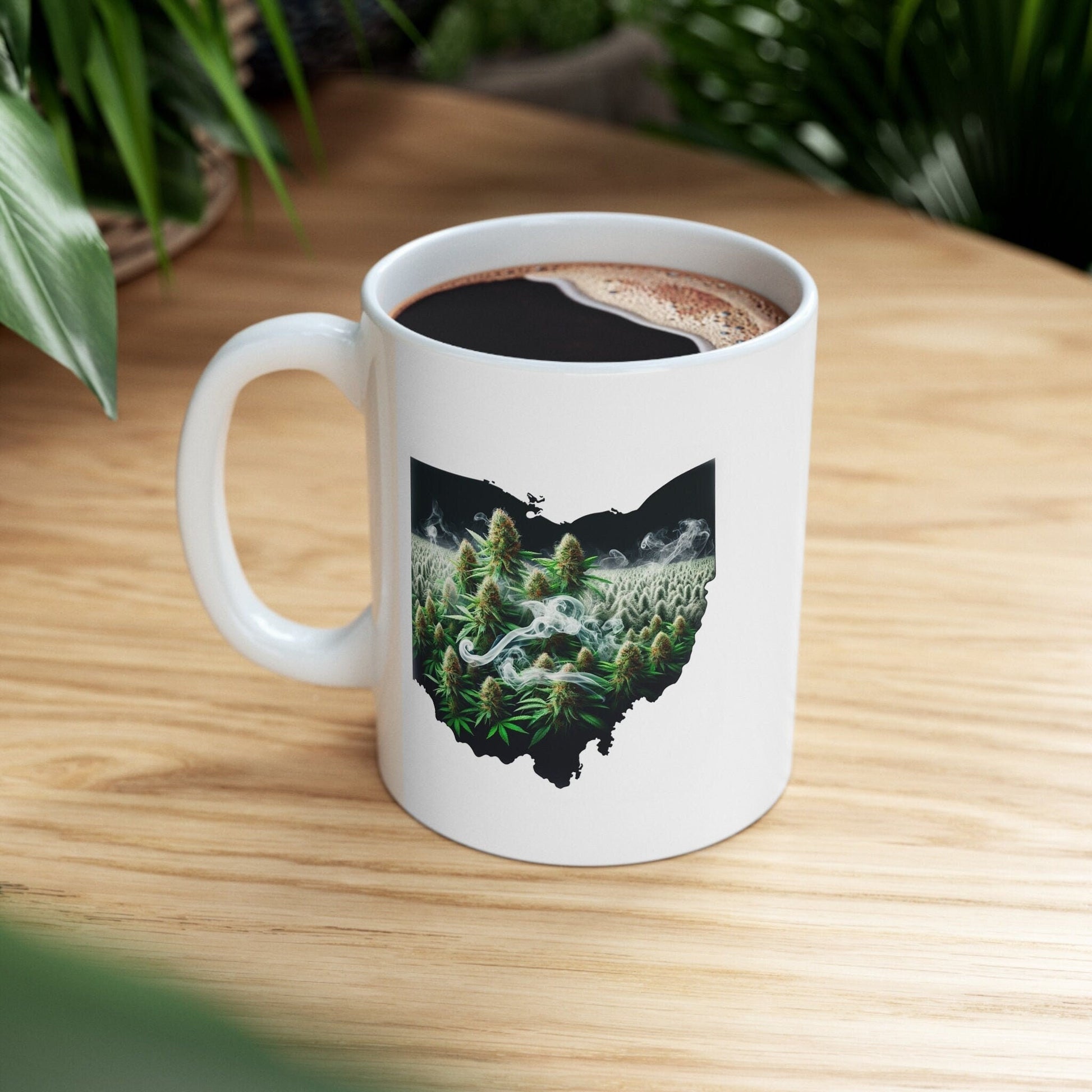 OHIO Weed Mug - State Themed Coffee Mugs, Marijuana Graphic - Perfect Gift for Smokers, Weed Lovers, Stoners - Cannabis Decor