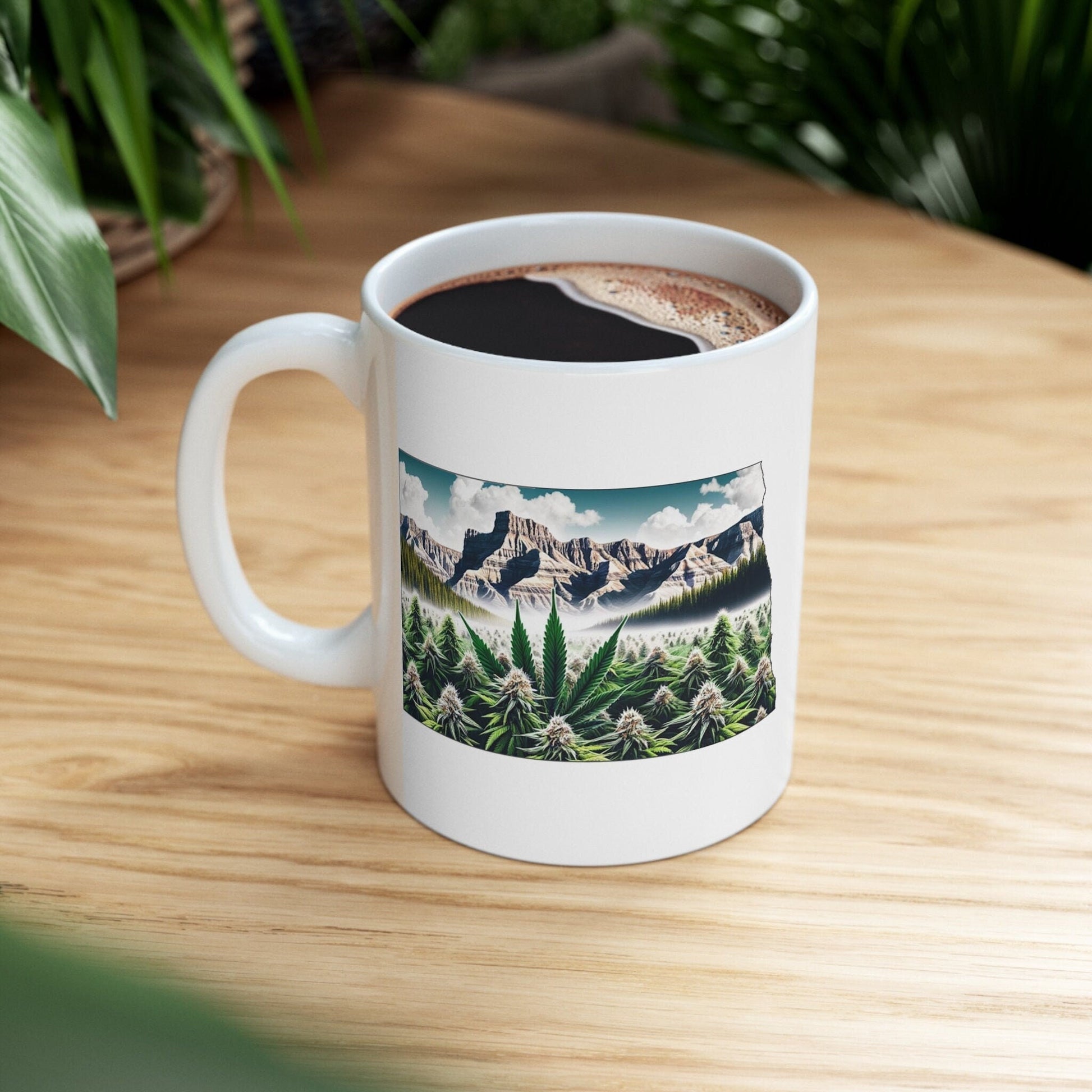 NORTH DAKOTA Weed Mug - State Themed Coffee Mugs, Marijuana Graphic - Perfect Gift for Smokers, Weed Lovers, Stoners - Cannabis Decor
