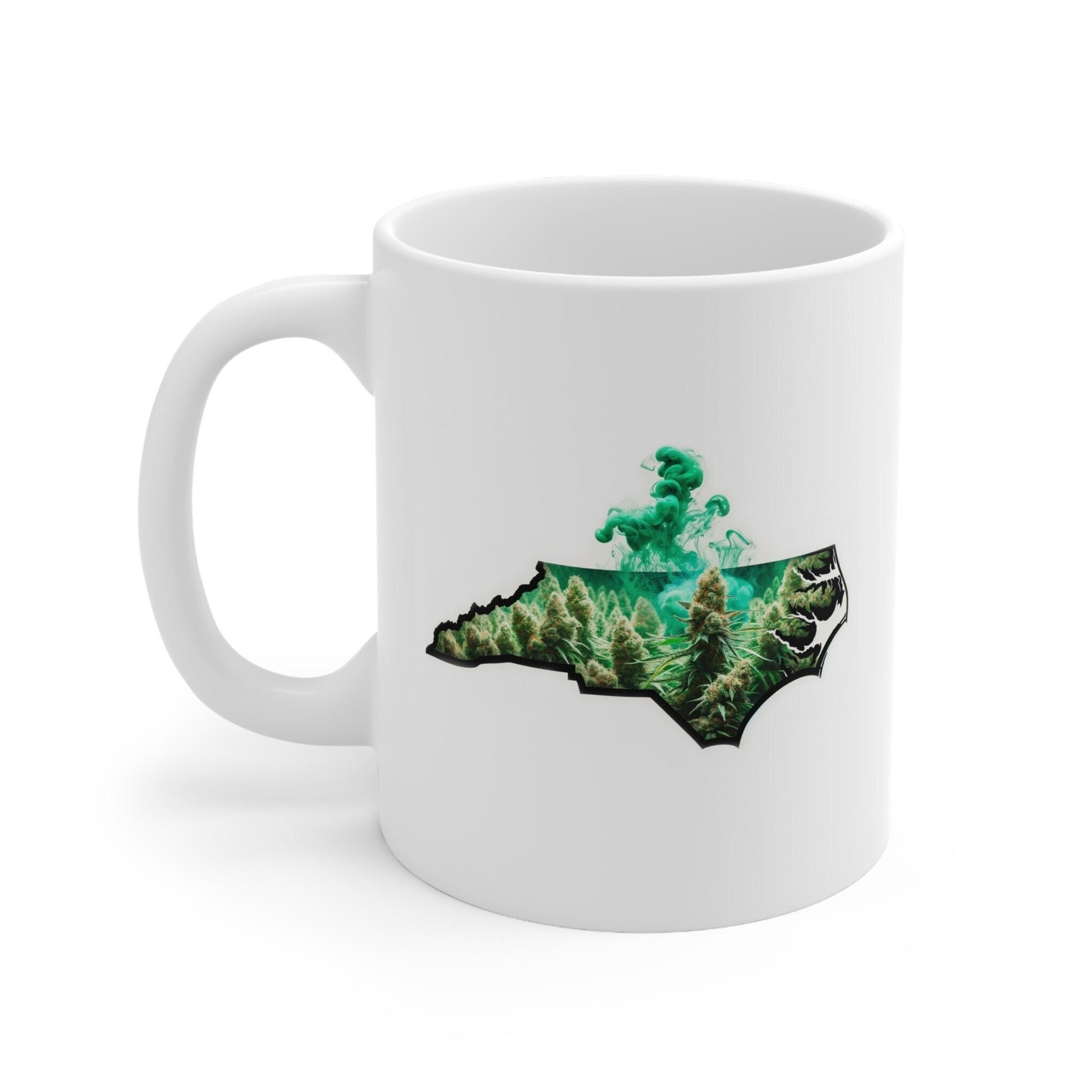 NORTH CAROLINA Weed Mug - State Themed Coffee Mugs, Marijuana Graphic - Perfect Gift for Smokers, Weed Lovers, Stoners - Cannabis Decor