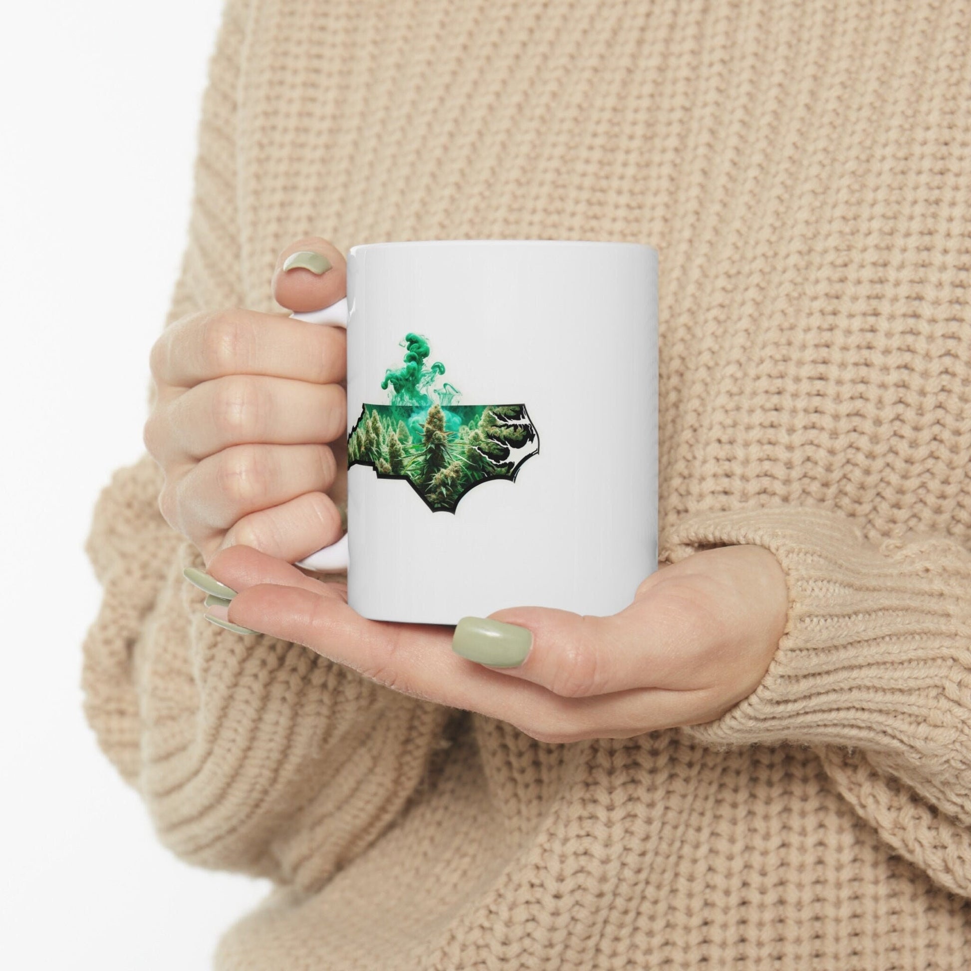 NORTH CAROLINA Weed Mug - State Themed Coffee Mugs, Marijuana Graphic - Perfect Gift for Smokers, Weed Lovers, Stoners - Cannabis Decor