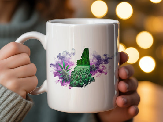 NEW HAMPSHIRE Weed Mug - State Themed Coffee Mugs, Marijuana Graphic - Perfect Gift for Smokers, Weed Lovers, Stoners - Cannabis Decor