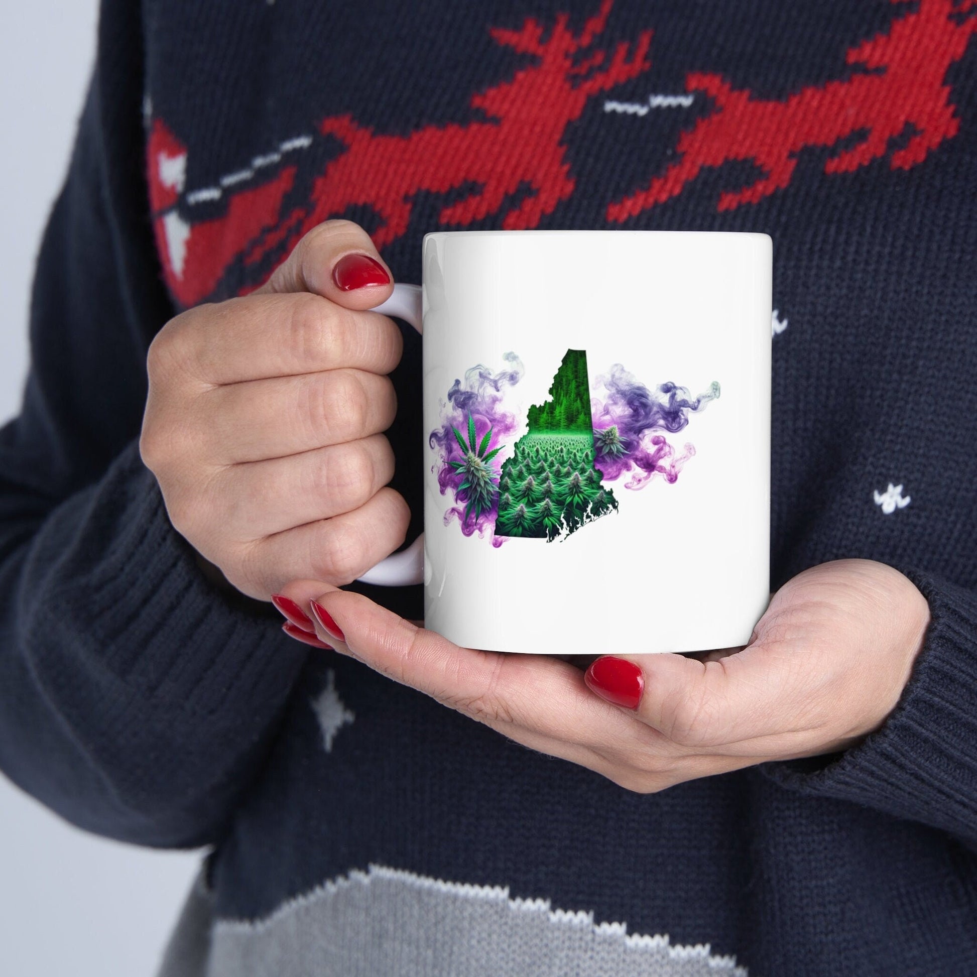NEW HAMPSHIRE Weed Mug - State Themed Coffee Mugs, Marijuana Graphic - Perfect Gift for Smokers, Weed Lovers, Stoners - Cannabis Decor
