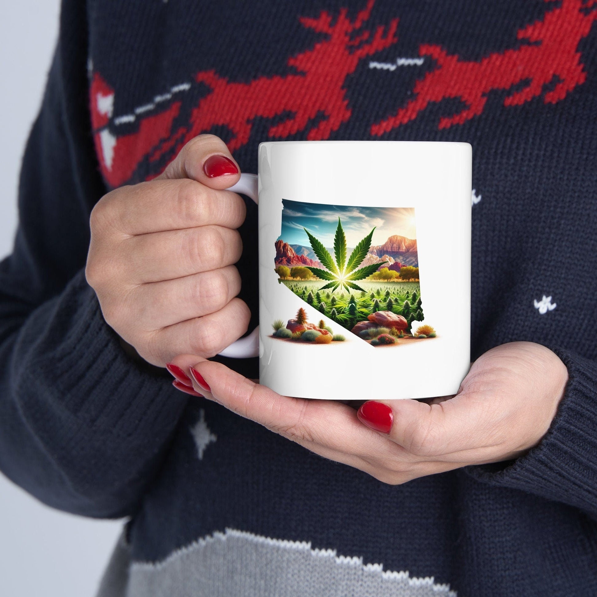 NEVADA Weed Mug - State Themed Coffee Mugs, Marijuana Graphic - Perfect Gift for Smokers, Weed Lovers, Stoners - Cannabis Decor