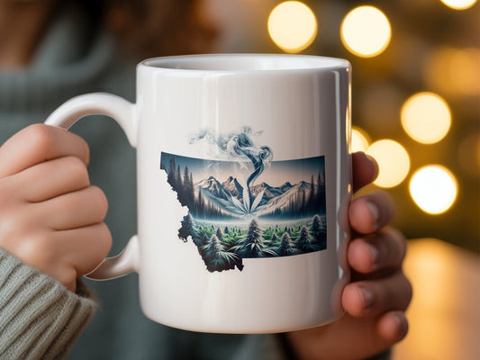 MONTANA Weed Mug - State Themed Coffee Mugs, Marijuana Graphic - Perfect Gift for Smokers, Weed Lovers, Stoners - Cannabis Decor