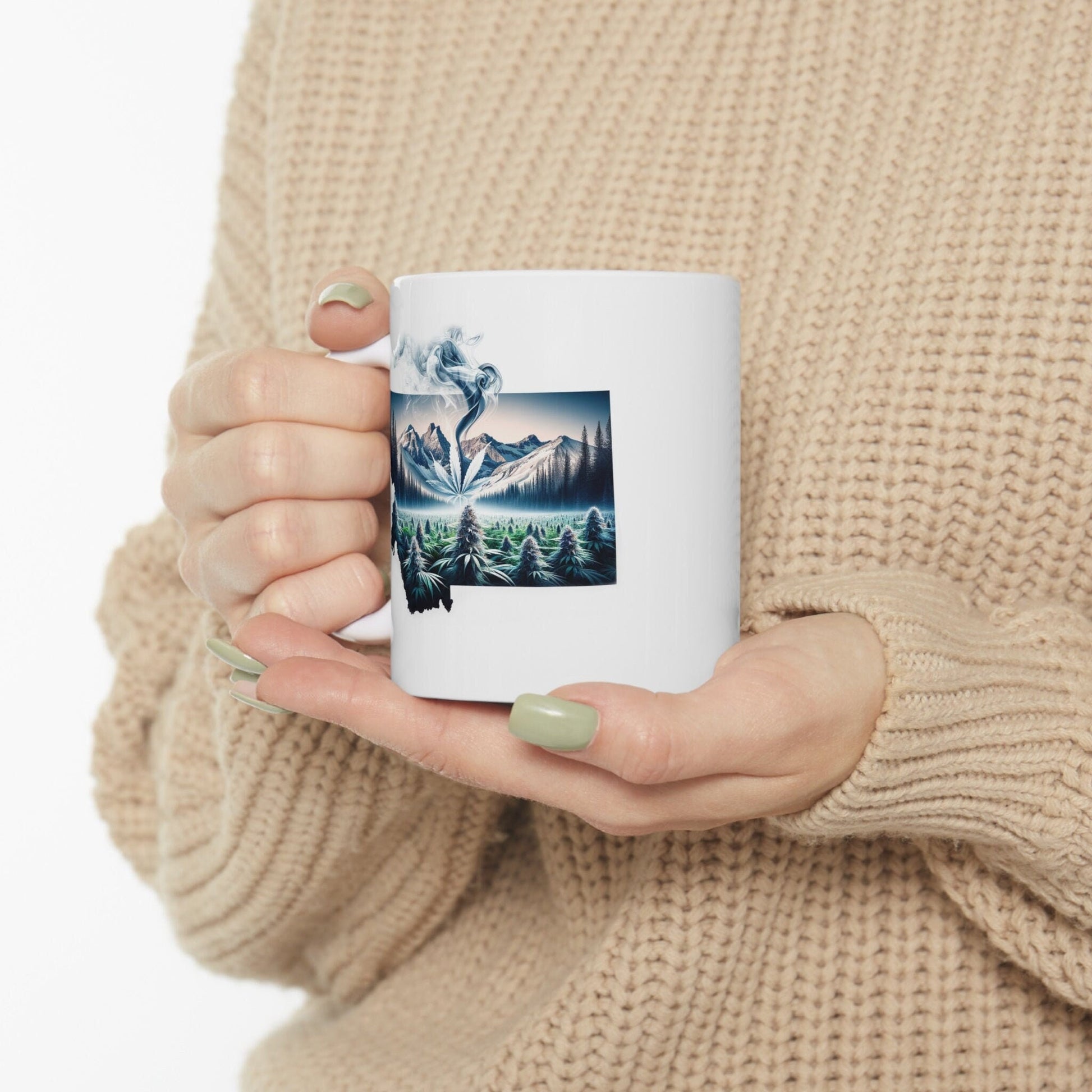 MONTANA Weed Mug - State Themed Coffee Mugs, Marijuana Graphic - Perfect Gift for Smokers, Weed Lovers, Stoners - Cannabis Decor