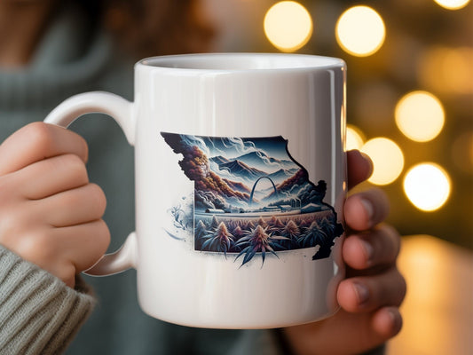 MISSOURI Weed Mug - State Themed Coffee Mugs, Marijuana Graphic - Perfect Gift for Smokers, Weed Lovers, Stoners - Cannabis Decor