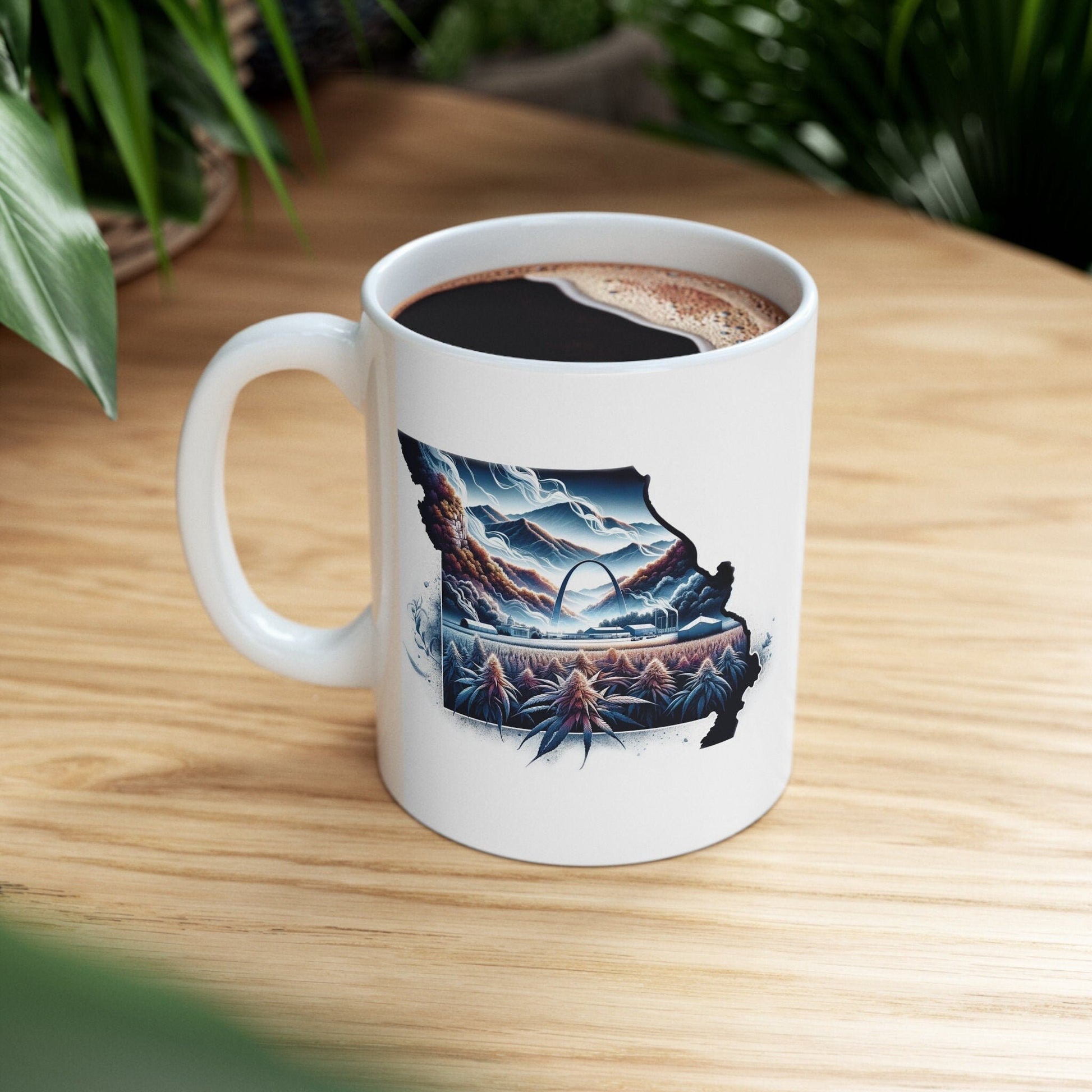 MISSOURI Weed Mug - State Themed Coffee Mugs, Marijuana Graphic - Perfect Gift for Smokers, Weed Lovers, Stoners - Cannabis Decor