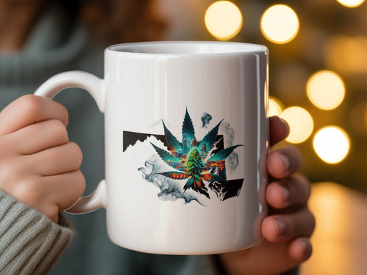 MARYLAND Weed Mug - State Themed Coffee Mugs, Marijuana Graphic - Perfect Gift for Smokers, Weed Lovers, Stoners - Cannabis Decor