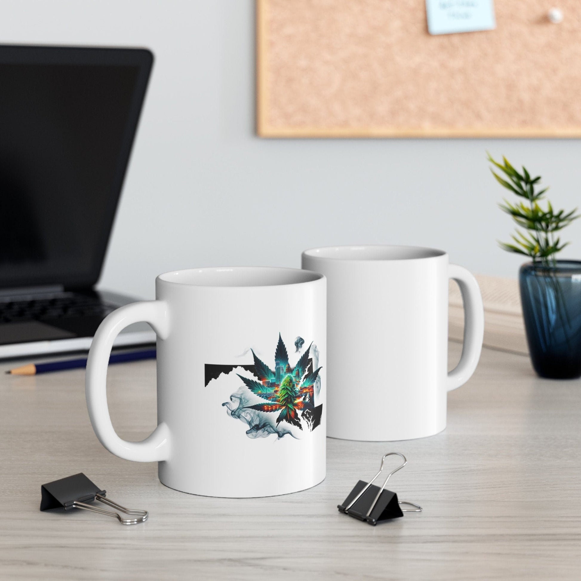 MARYLAND Weed Mug - State Themed Coffee Mugs, Marijuana Graphic - Perfect Gift for Smokers, Weed Lovers, Stoners - Cannabis Decor