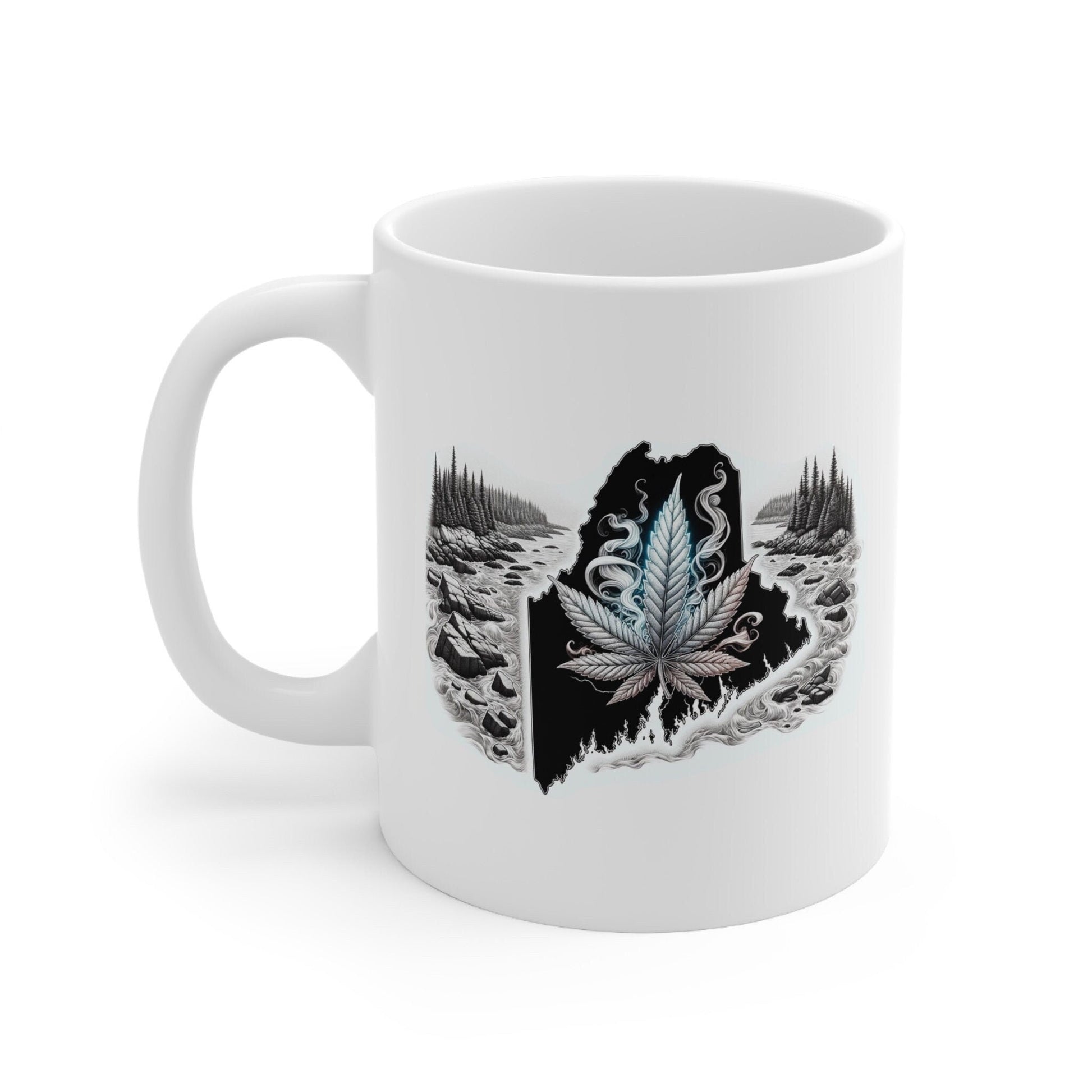 MAINE Weed Mug - State Themed Coffee Mugs, Marijuana Graphic - Perfect Gift for Smokers, Weed Lovers, Stoners - Cannabis Decor