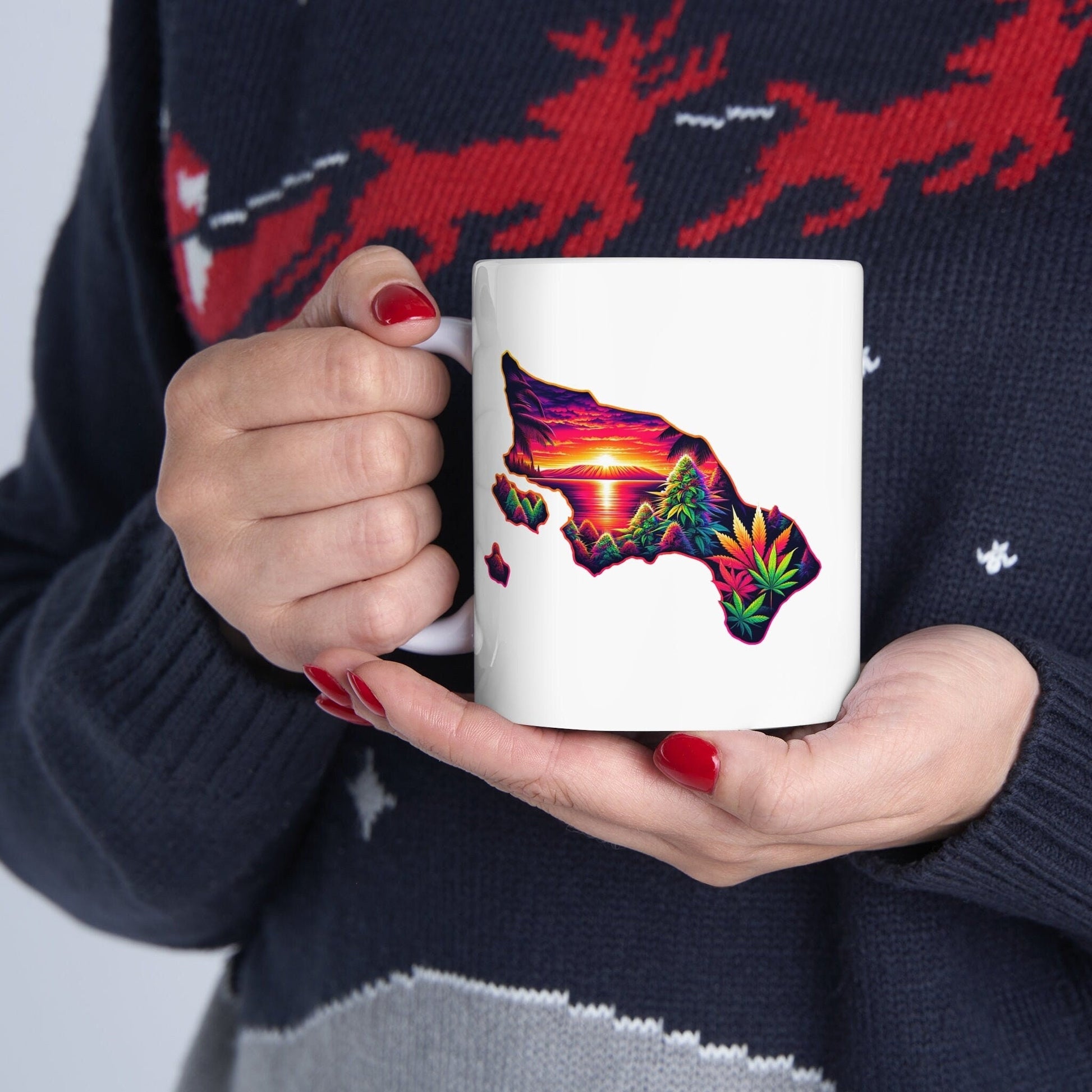 HAWAII Weed Mug - State Themed Coffee Mugs, Marijuana Graphic - Perfect Gift for Smokers, Weed Lovers, Stoners - Cannabis Decor