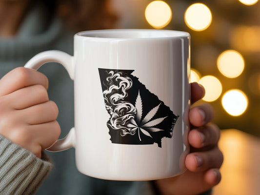 GEORGIA Weed Mug - State Themed Coffee Mugs, Marijuana Graphic - Perfect Gift for Smokers, Weed Lovers, Stoners - Cannabis Decor