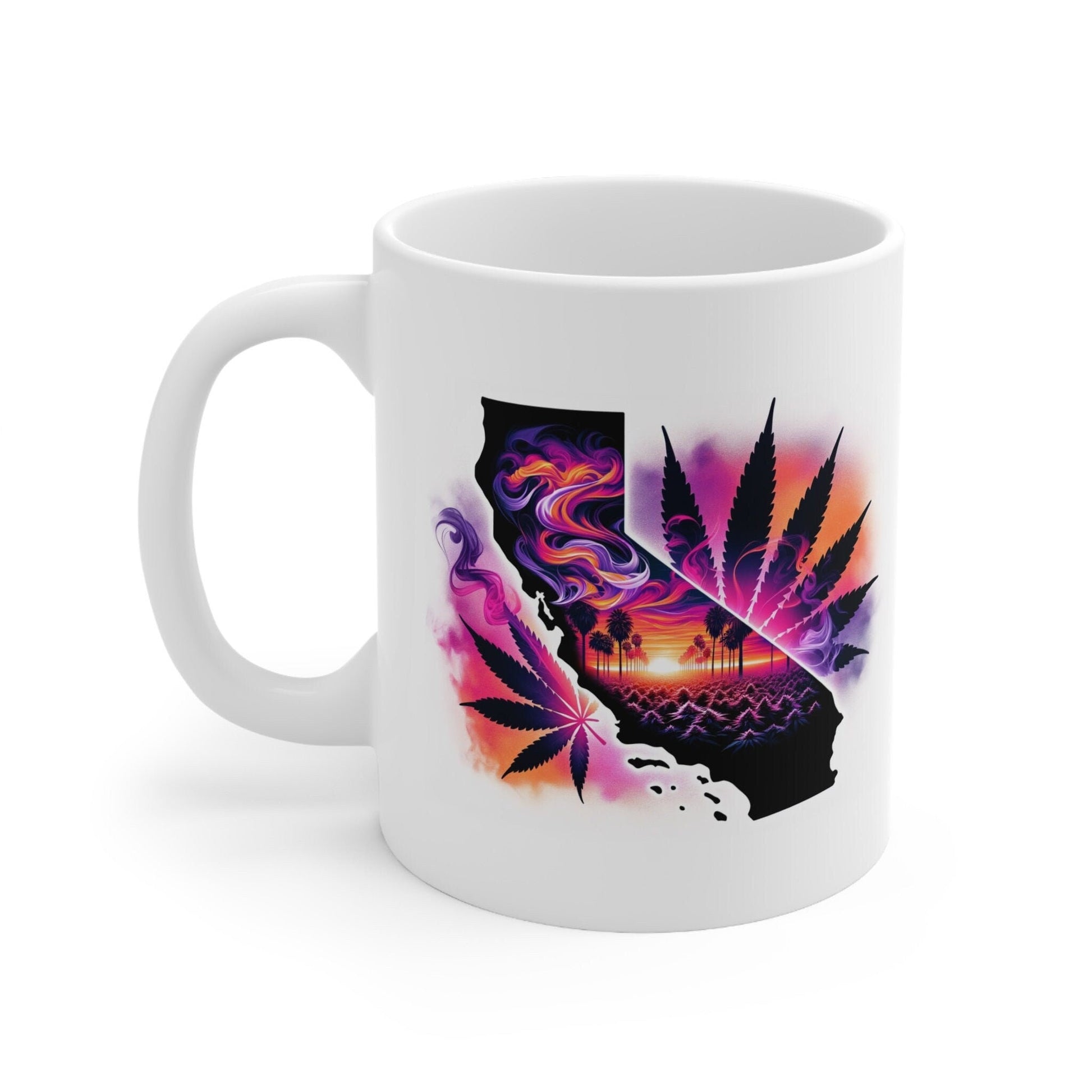 CALIFORNIA Weed Mug - State Themed Coffee Mugs, Marijuana Graphic - Perfect Gift for Smokers, Weed Lovers, Stoners - Cannabis Decor
