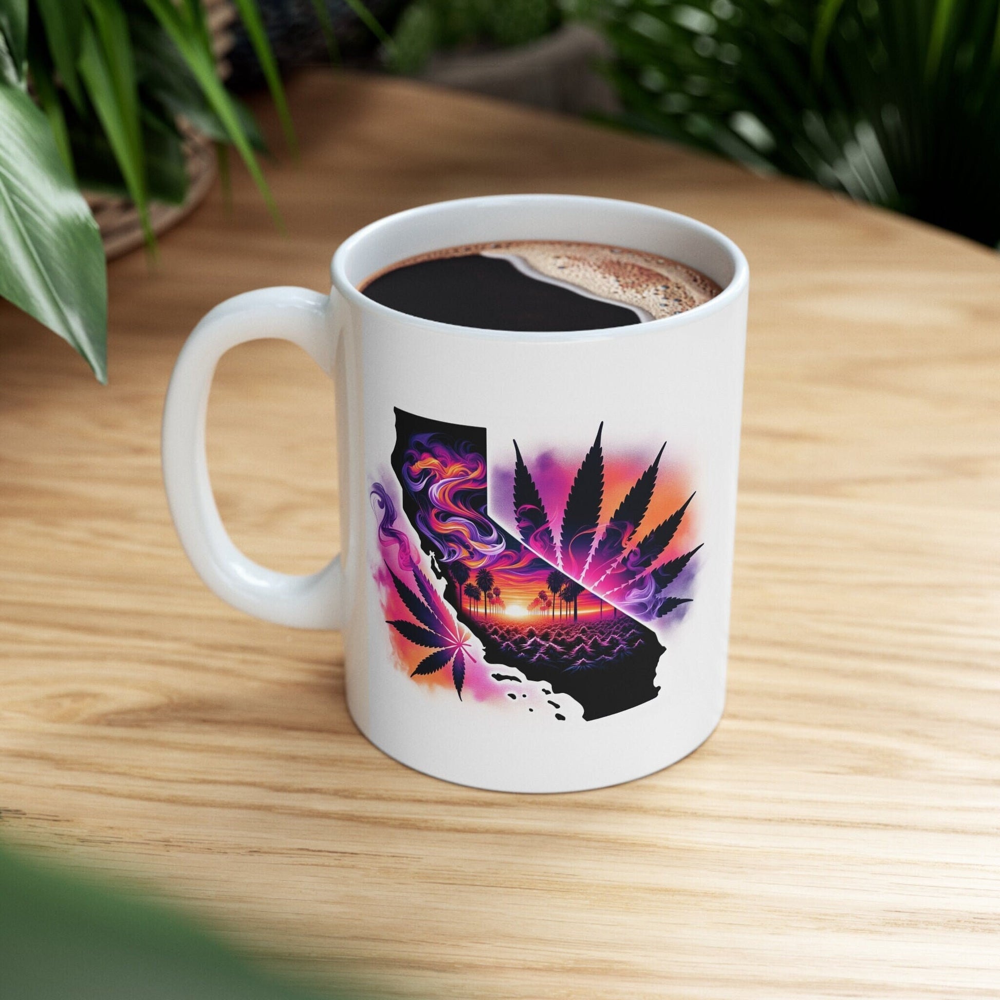 CALIFORNIA Weed Mug - State Themed Coffee Mugs, Marijuana Graphic - Perfect Gift for Smokers, Weed Lovers, Stoners - Cannabis Decor