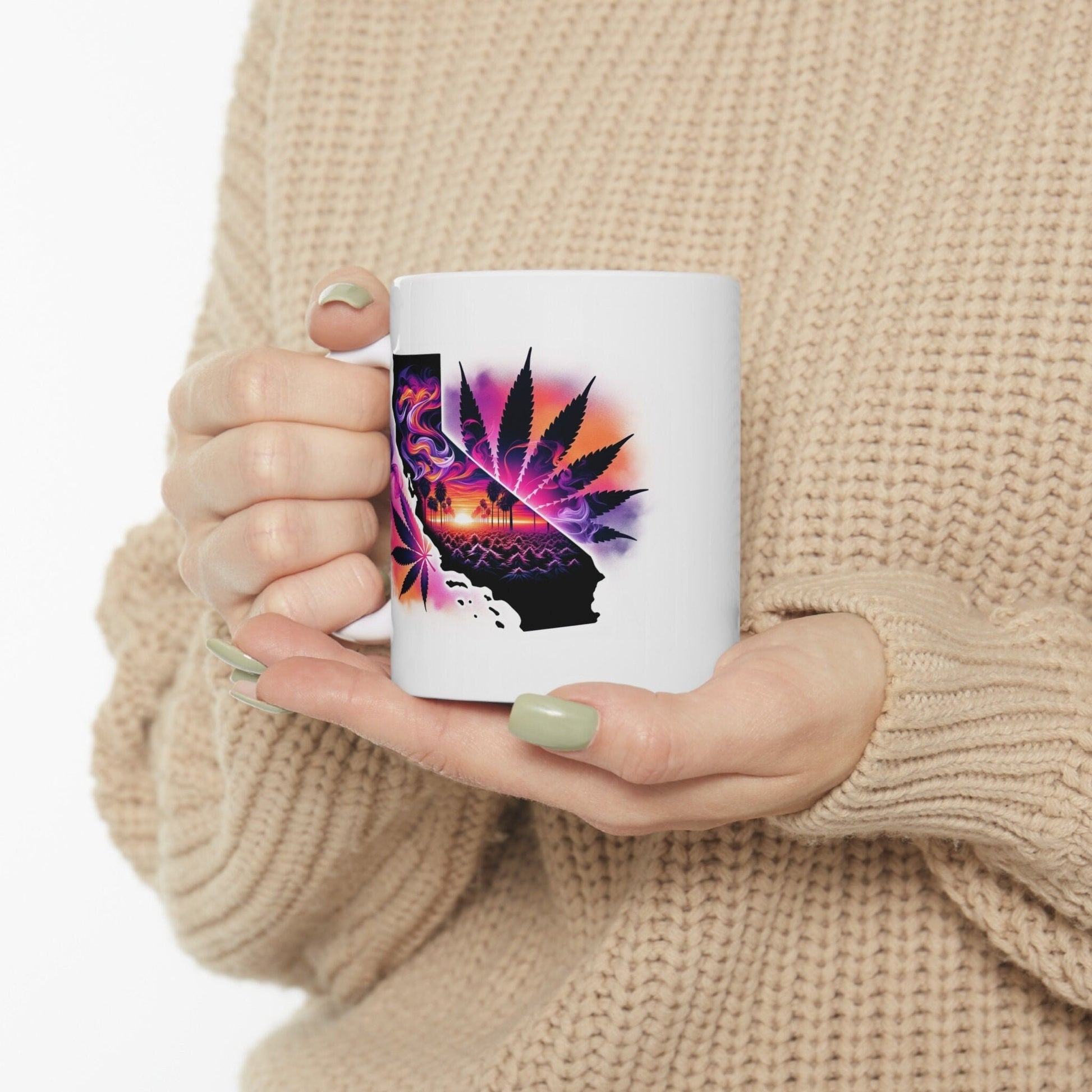 CALIFORNIA Weed Mug - State Themed Coffee Mugs, Marijuana Graphic - Perfect Gift for Smokers, Weed Lovers, Stoners - Cannabis Decor