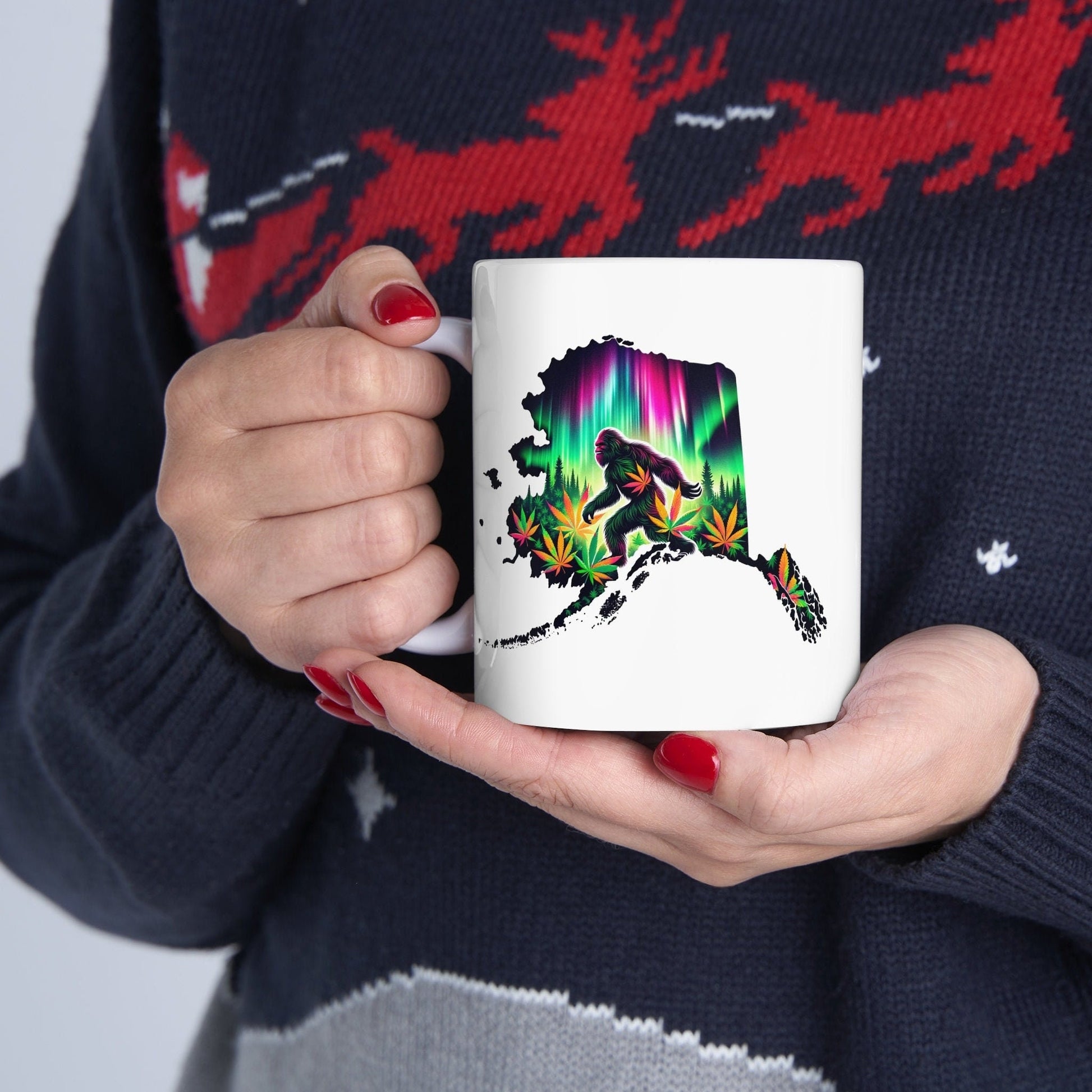 ALASKA Weed Mug - State Themed Coffee Mugs, Marijuana Graphic - Perfect Gift for Smokers, Weed Lovers, Stoners - Cannabis Decor