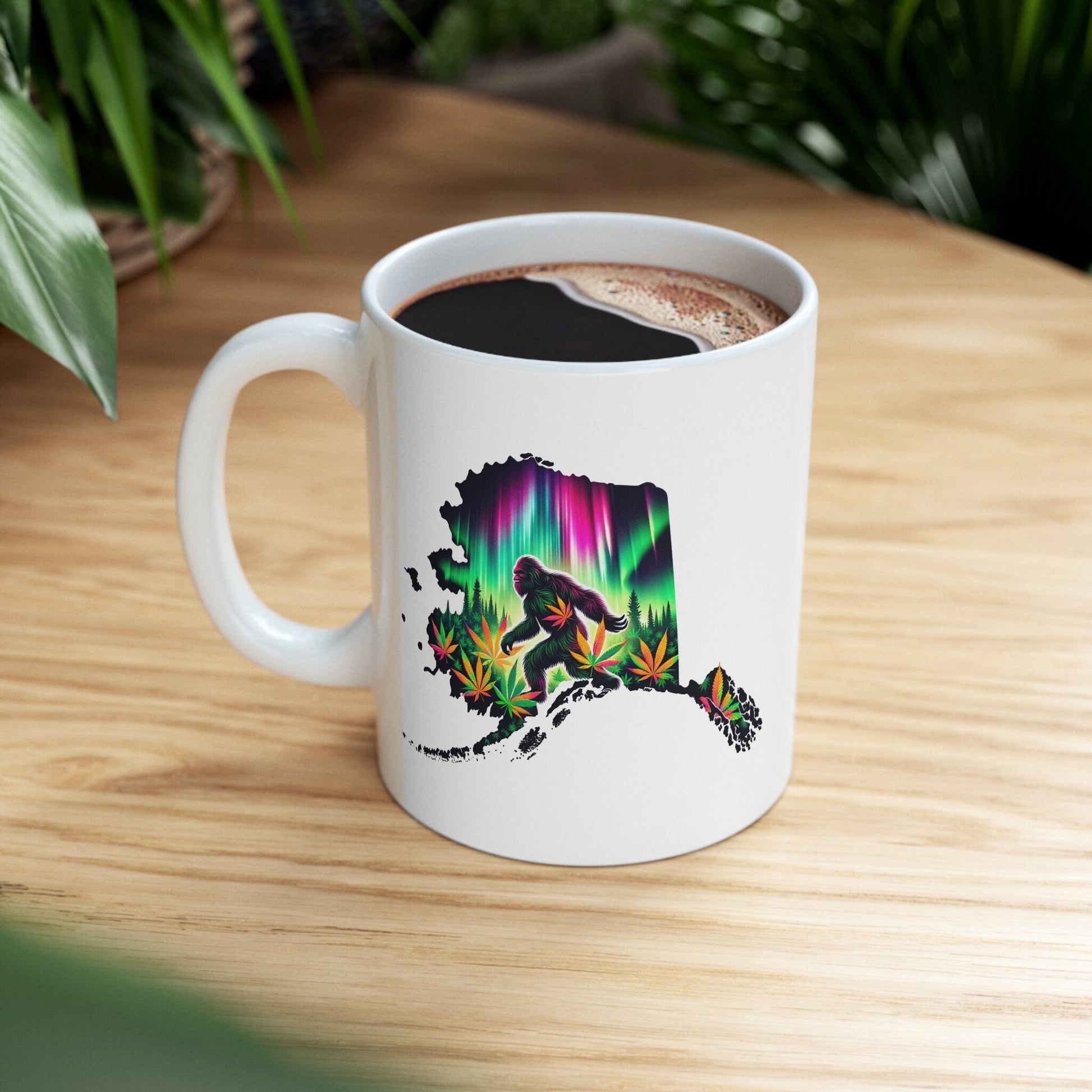 ALASKA Weed Mug - State Themed Coffee Mugs, Marijuana Graphic - Perfect Gift for Smokers, Weed Lovers, Stoners - Cannabis Decor
