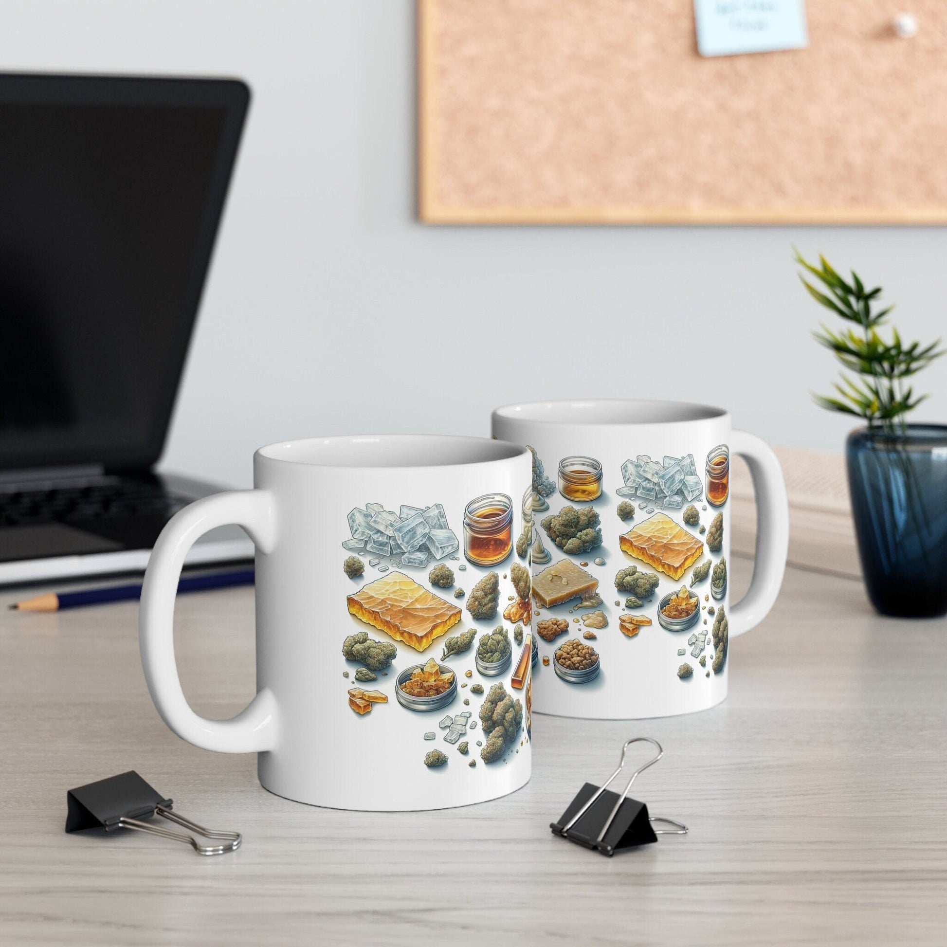 WEED and WAX - Weed Themed Coffee Mugs; Marijuana Mugs - Cannabis Decor - Gift for Smokers, Stoners; Wake and Bake Essentials